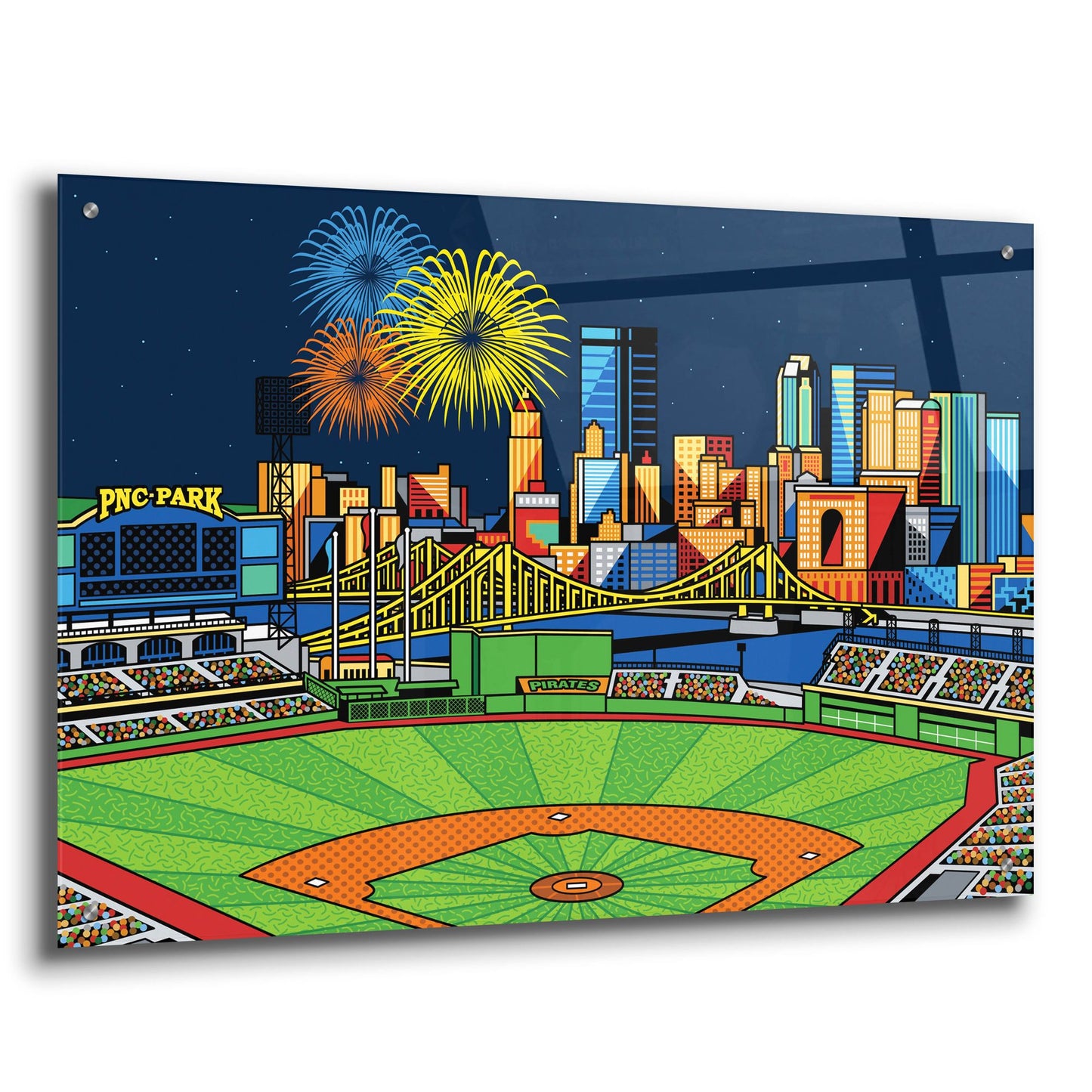 Epic Art 'PNC Park Fireworks Pittsburgh' by Ron Magnes, Acrylic Glass Wall Art,36x24