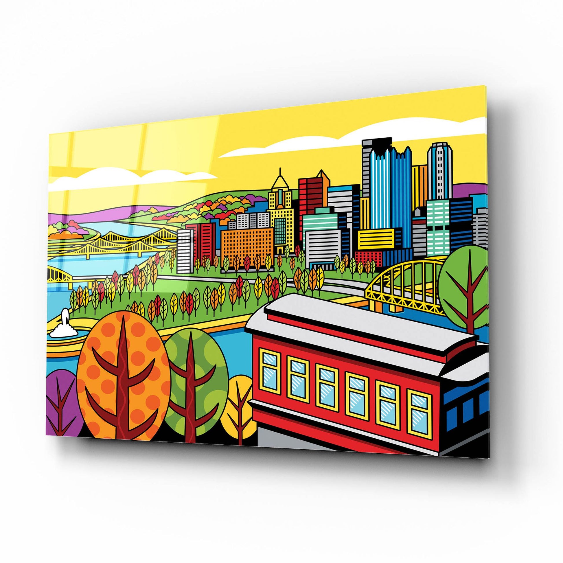 Epic Art 'Pittsburgh Incline Autumn Pop' by Ron Magnes, Acrylic Glass Wall Art,16x12