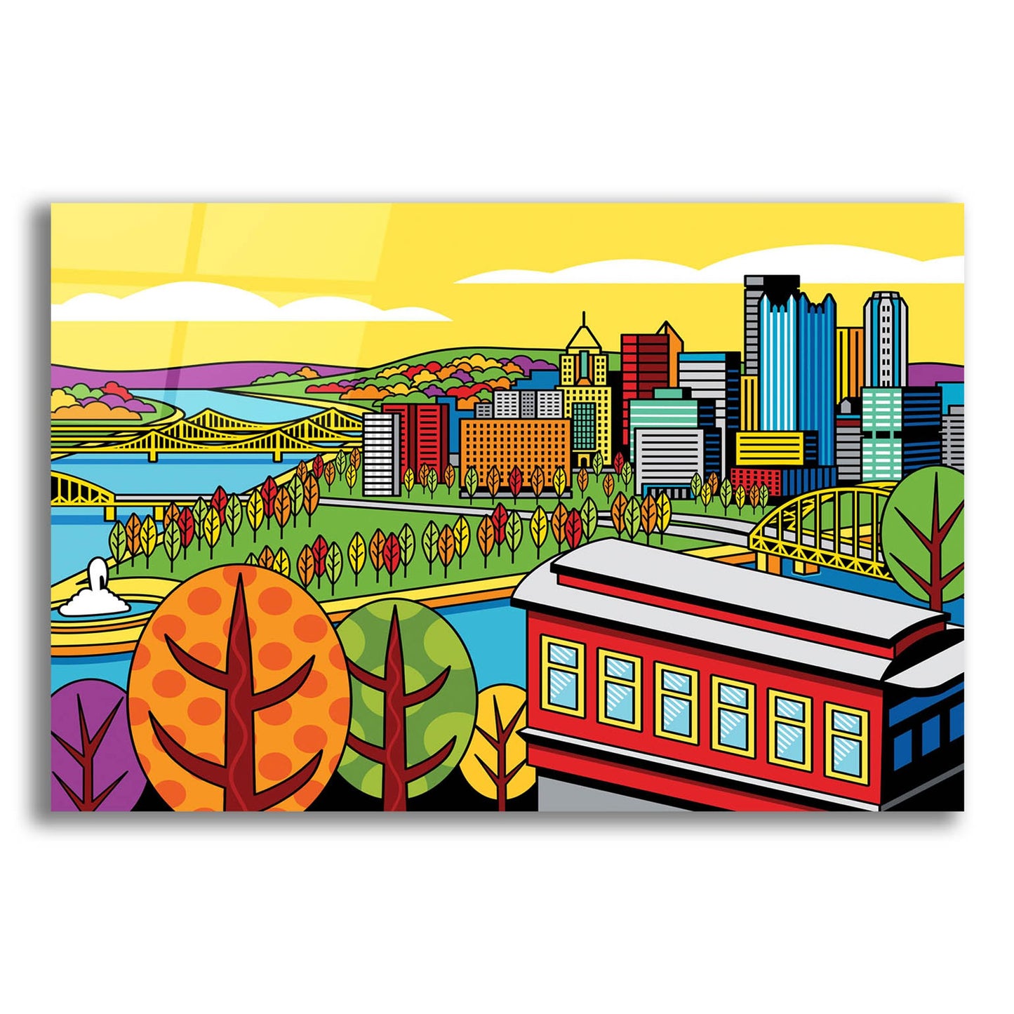 Epic Art 'Pittsburgh Incline Autumn Pop' by Ron Magnes, Acrylic Glass Wall Art,16x12