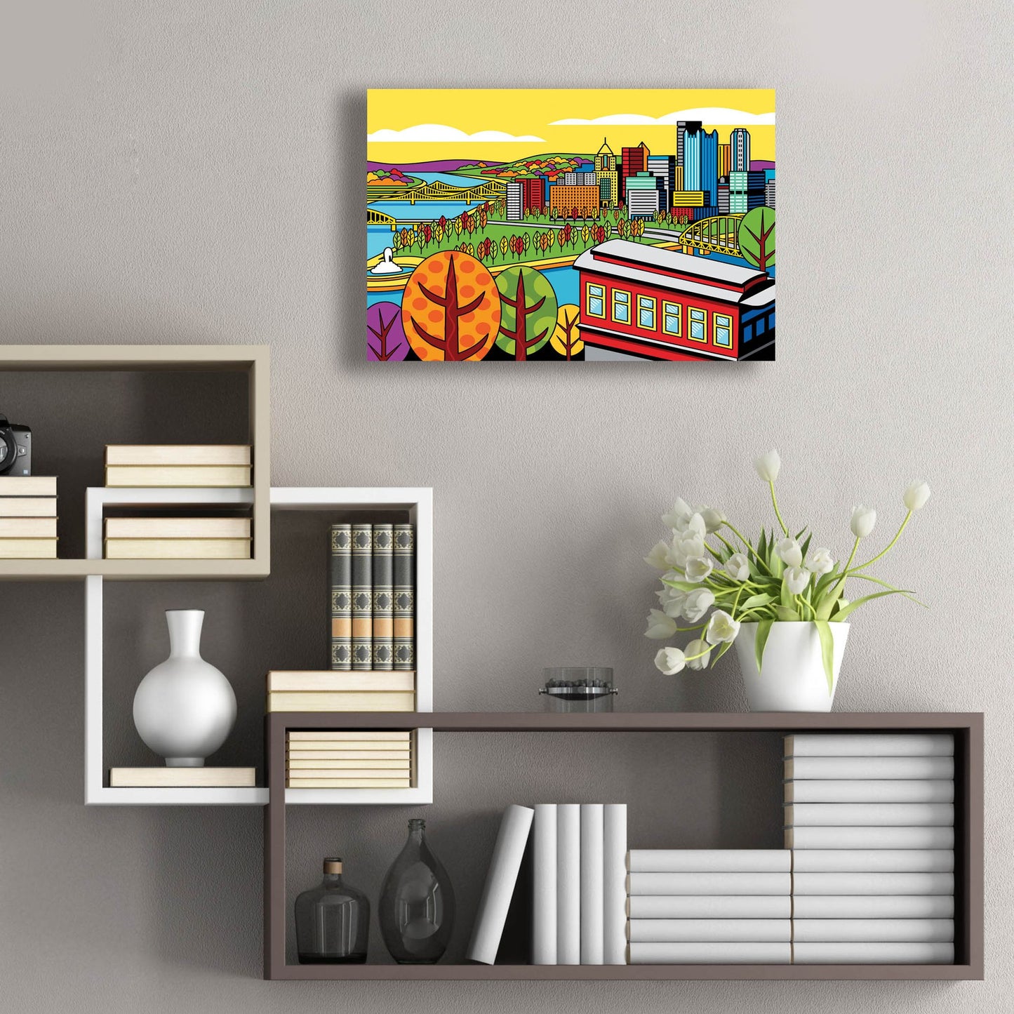 Epic Art 'Pittsburgh Incline Autumn Pop' by Ron Magnes, Acrylic Glass Wall Art,24x16