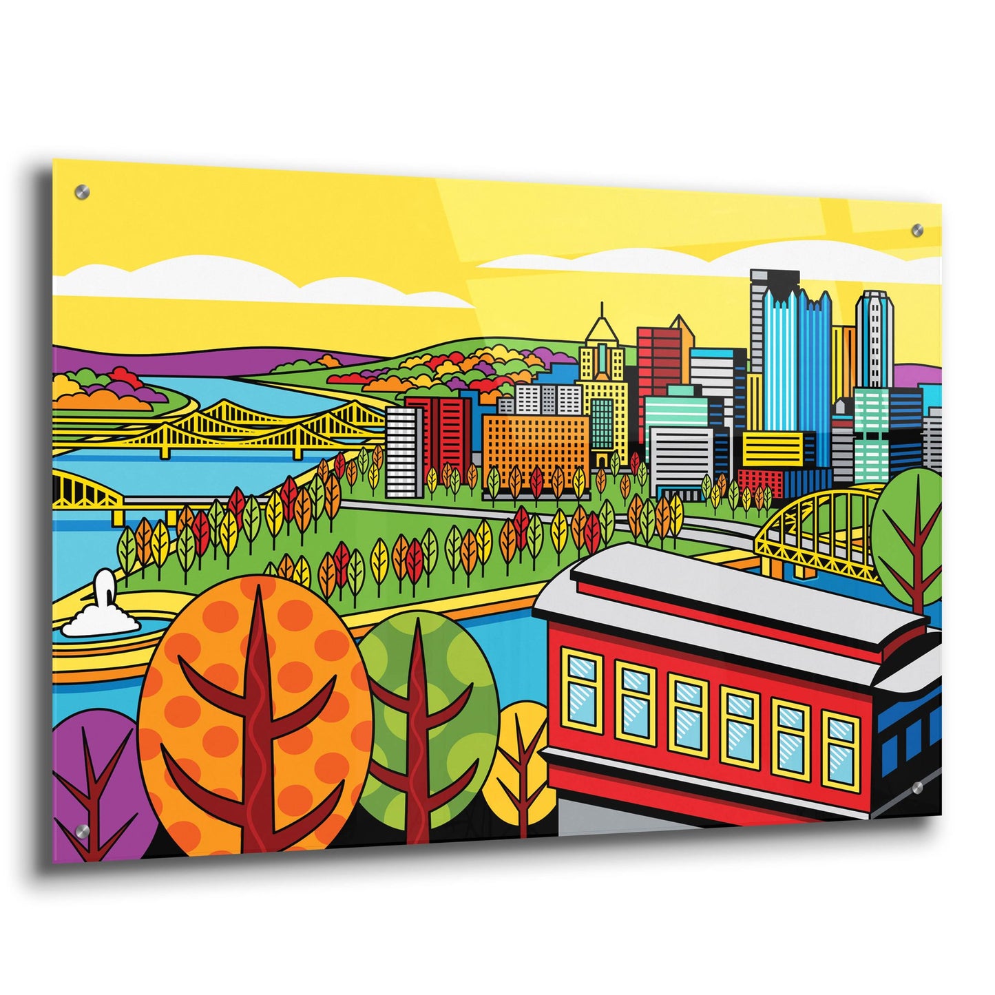 Epic Art 'Pittsburgh Incline Autumn Pop' by Ron Magnes, Acrylic Glass Wall Art,36x24