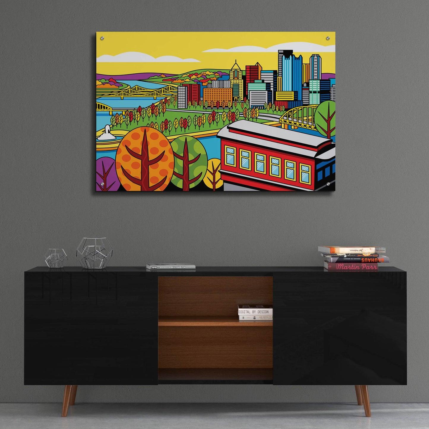 Epic Art 'Pittsburgh Incline Autumn Pop' by Ron Magnes, Acrylic Glass Wall Art,36x24