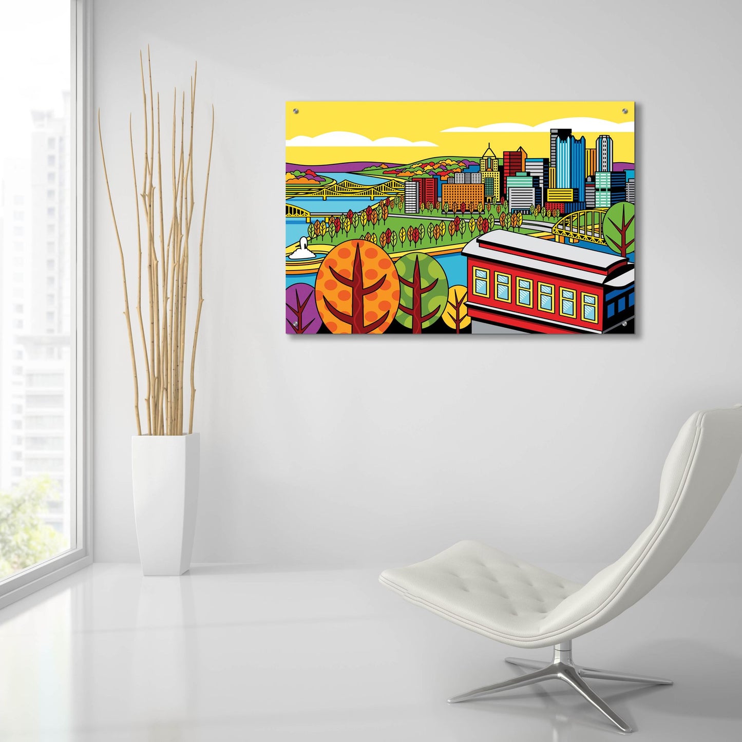 Epic Art 'Pittsburgh Incline Autumn Pop' by Ron Magnes, Acrylic Glass Wall Art,36x24