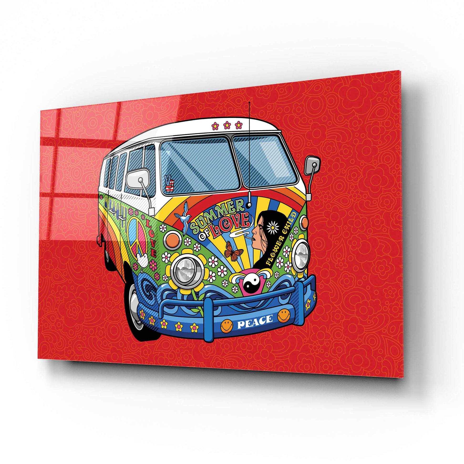 Epic Art 'Sixties VW Hippy Van' by Ron Magnes, Acrylic Glass Wall Art,16x12