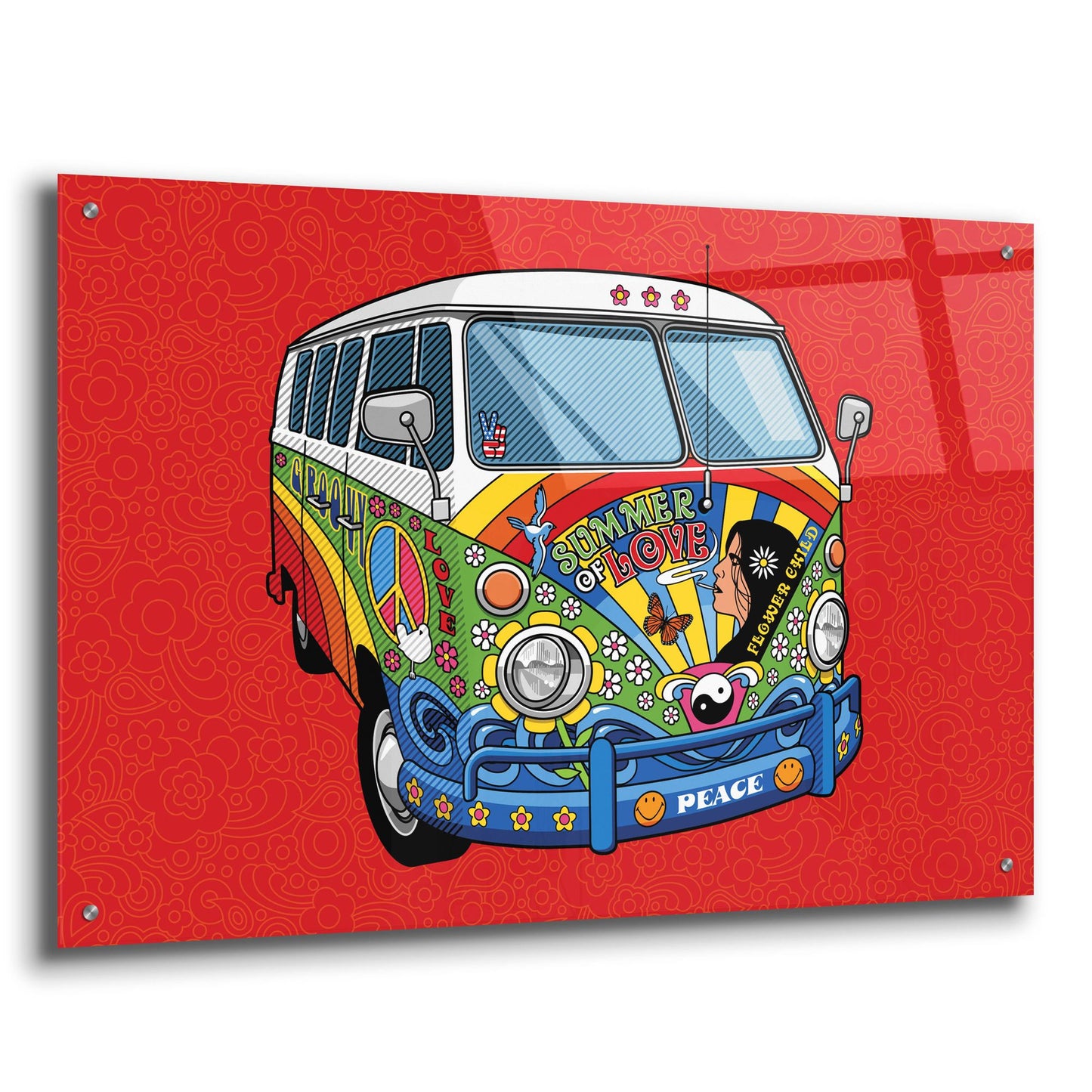 Epic Art 'Sixties VW Hippy Van' by Ron Magnes, Acrylic Glass Wall Art,36x24