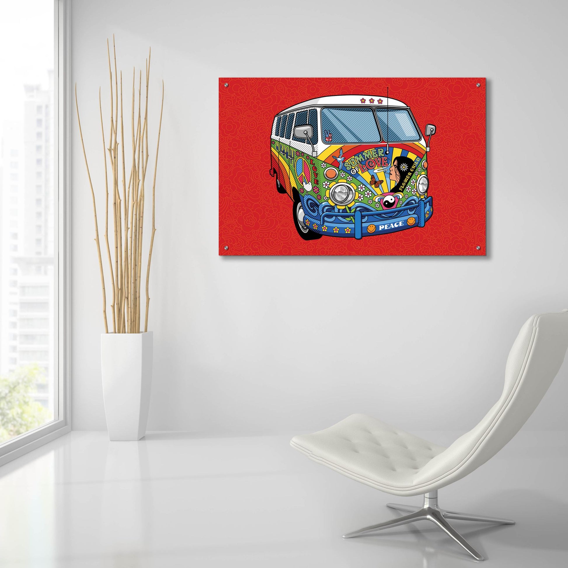 Epic Art 'Sixties VW Hippy Van' by Ron Magnes, Acrylic Glass Wall Art,36x24