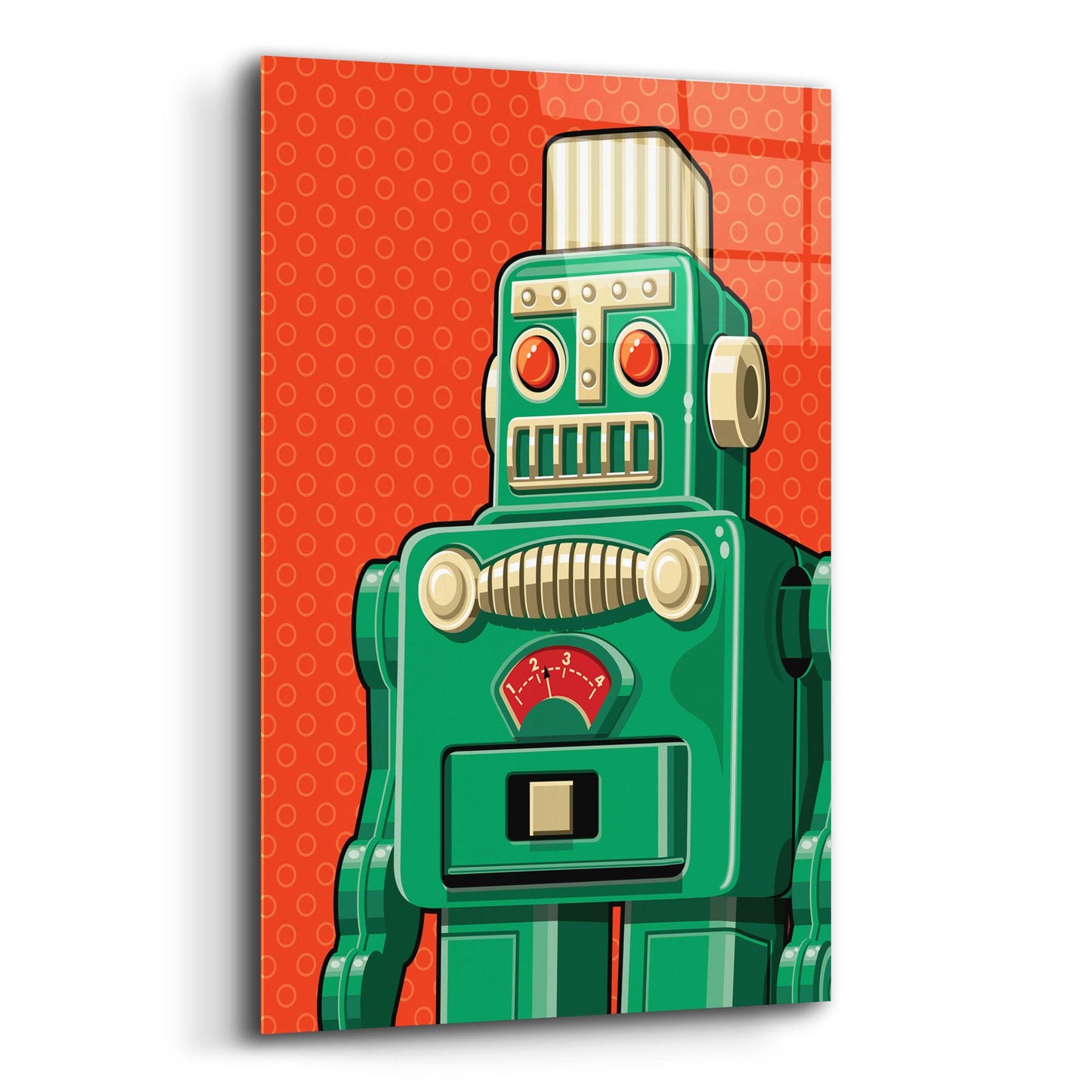 Epic Art 'Vintage Green Robot' by Ron Magnes, Acrylic Glass Wall Art,12x16