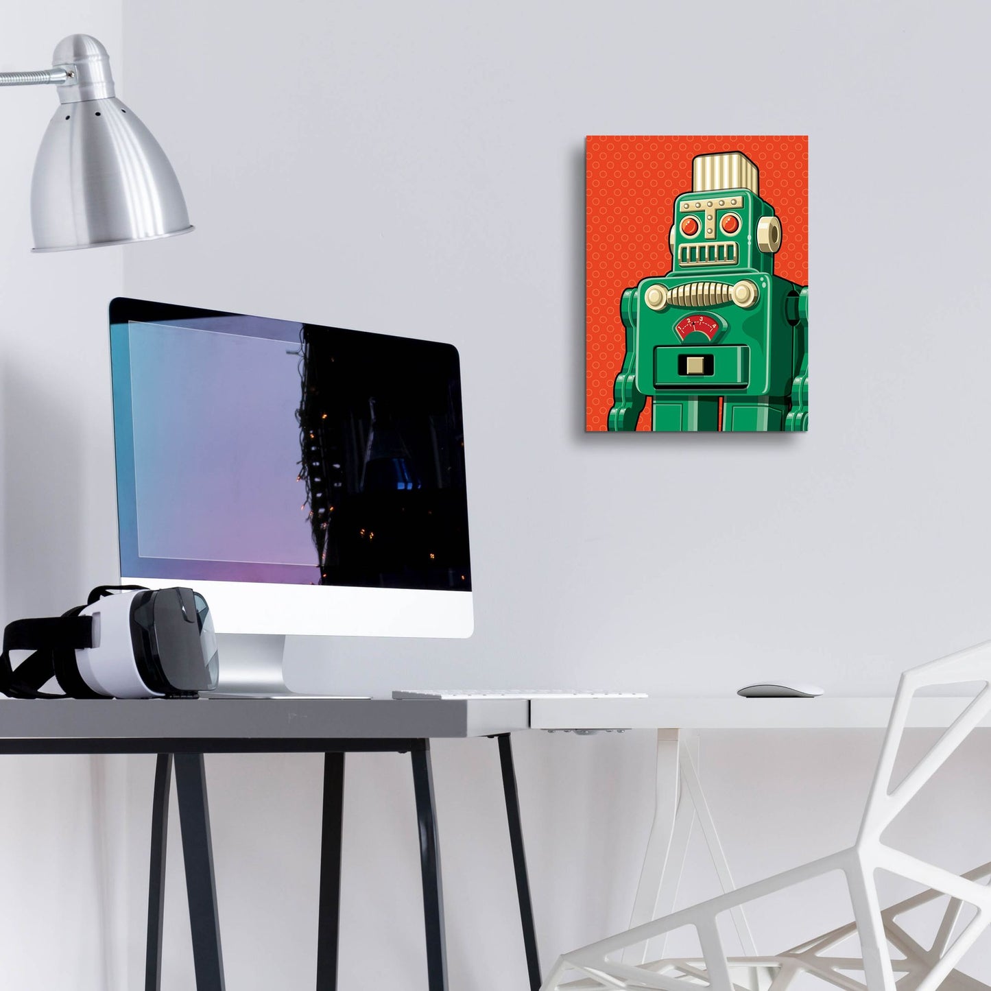 Epic Art 'Vintage Green Robot' by Ron Magnes, Acrylic Glass Wall Art,12x16