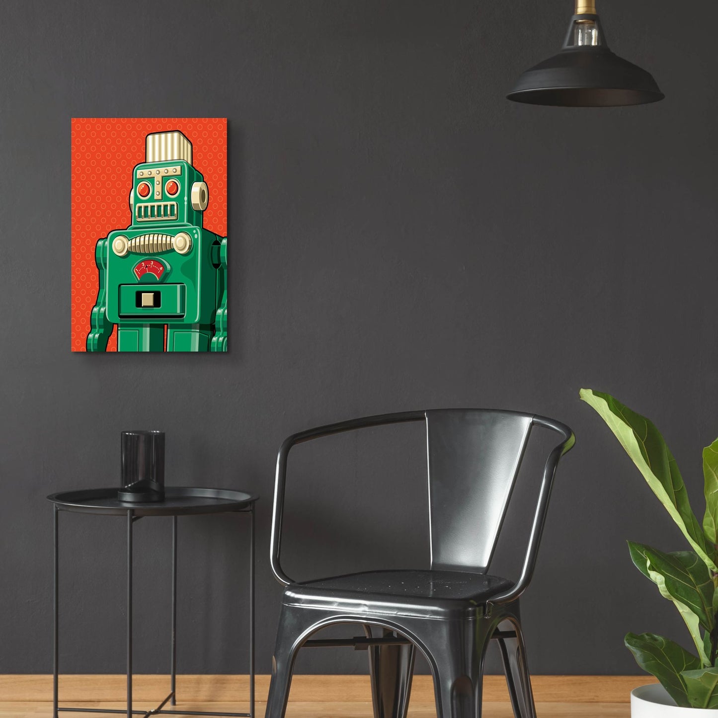 Epic Art 'Vintage Green Robot' by Ron Magnes, Acrylic Glass Wall Art,16x24