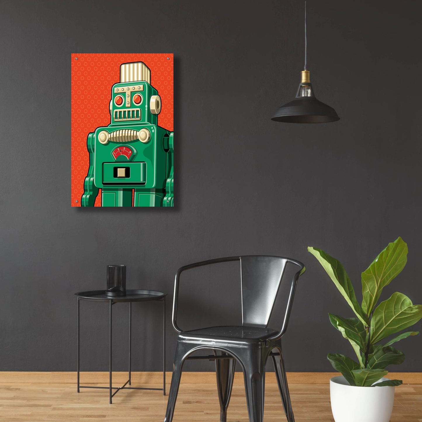 Epic Art 'Vintage Green Robot' by Ron Magnes, Acrylic Glass Wall Art,24x36