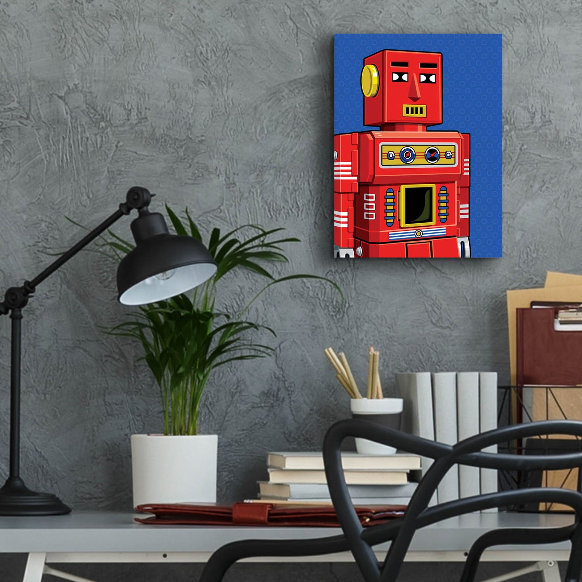 Epic Art 'Vintage Red Robot' by Ron Magnes, Acrylic Glass Wall Art,12x16