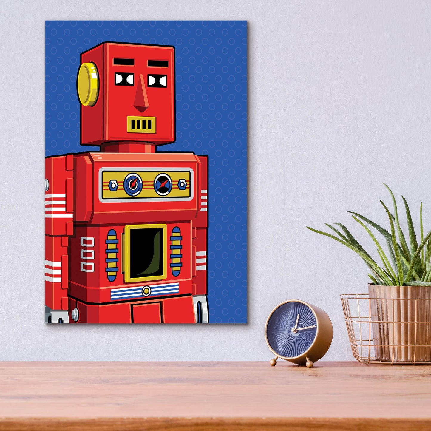 Epic Art 'Vintage Red Robot' by Ron Magnes, Acrylic Glass Wall Art,12x16