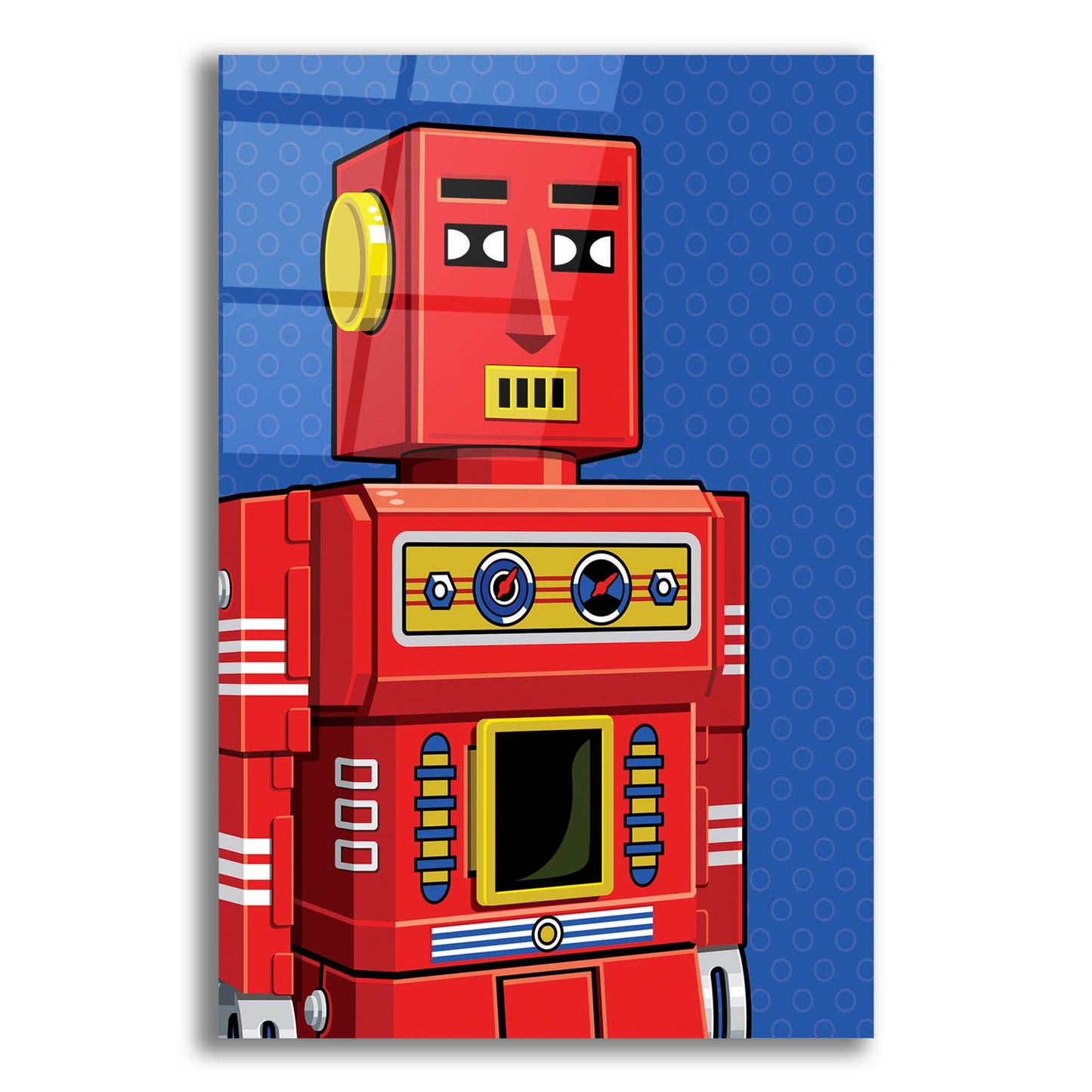 Epic Art 'Vintage Red Robot' by Ron Magnes, Acrylic Glass Wall Art,12x16