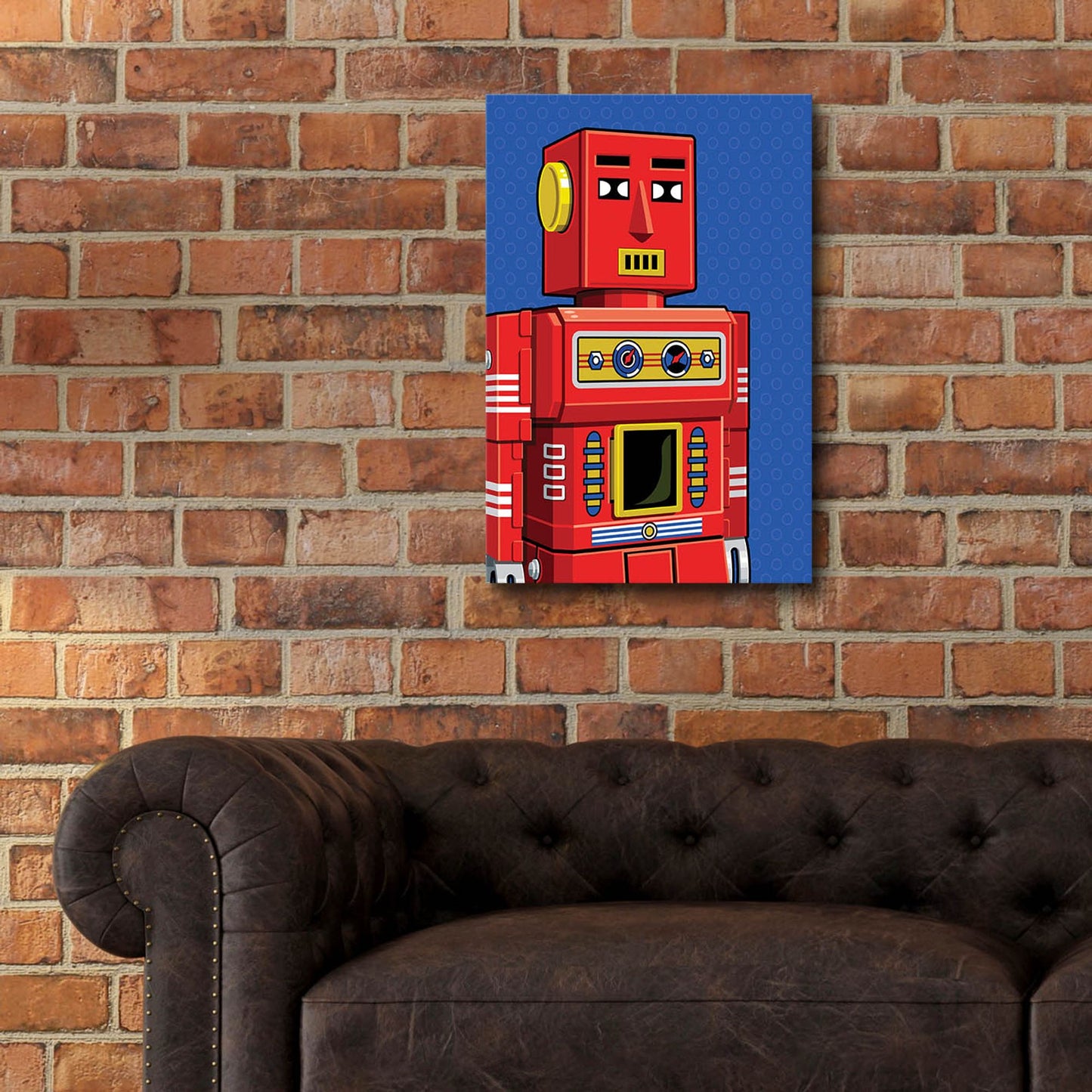 Epic Art 'Vintage Red Robot' by Ron Magnes, Acrylic Glass Wall Art,16x24