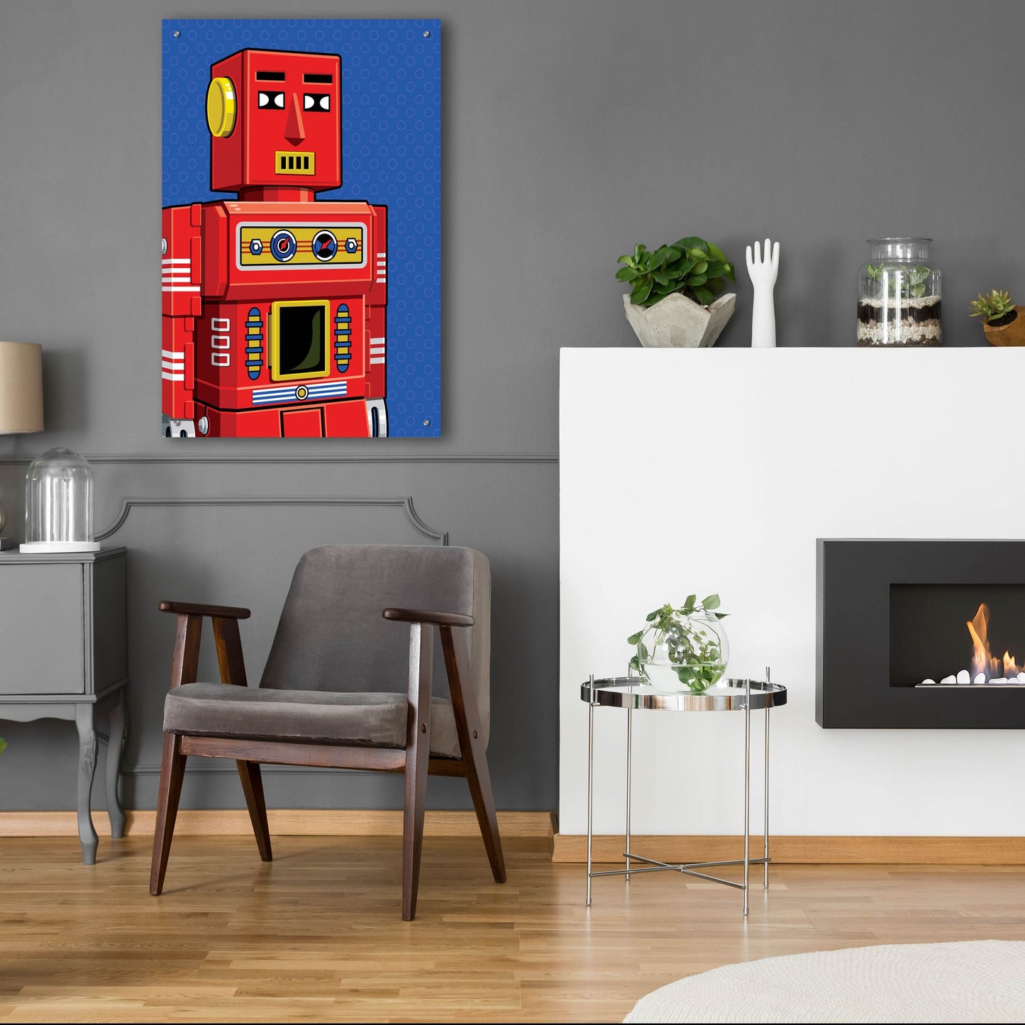 Epic Art 'Vintage Red Robot' by Ron Magnes, Acrylic Glass Wall Art,24x36