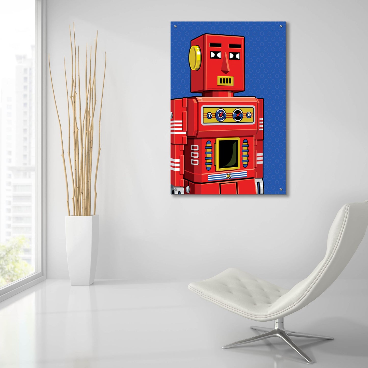 Epic Art 'Vintage Red Robot' by Ron Magnes, Acrylic Glass Wall Art,24x36