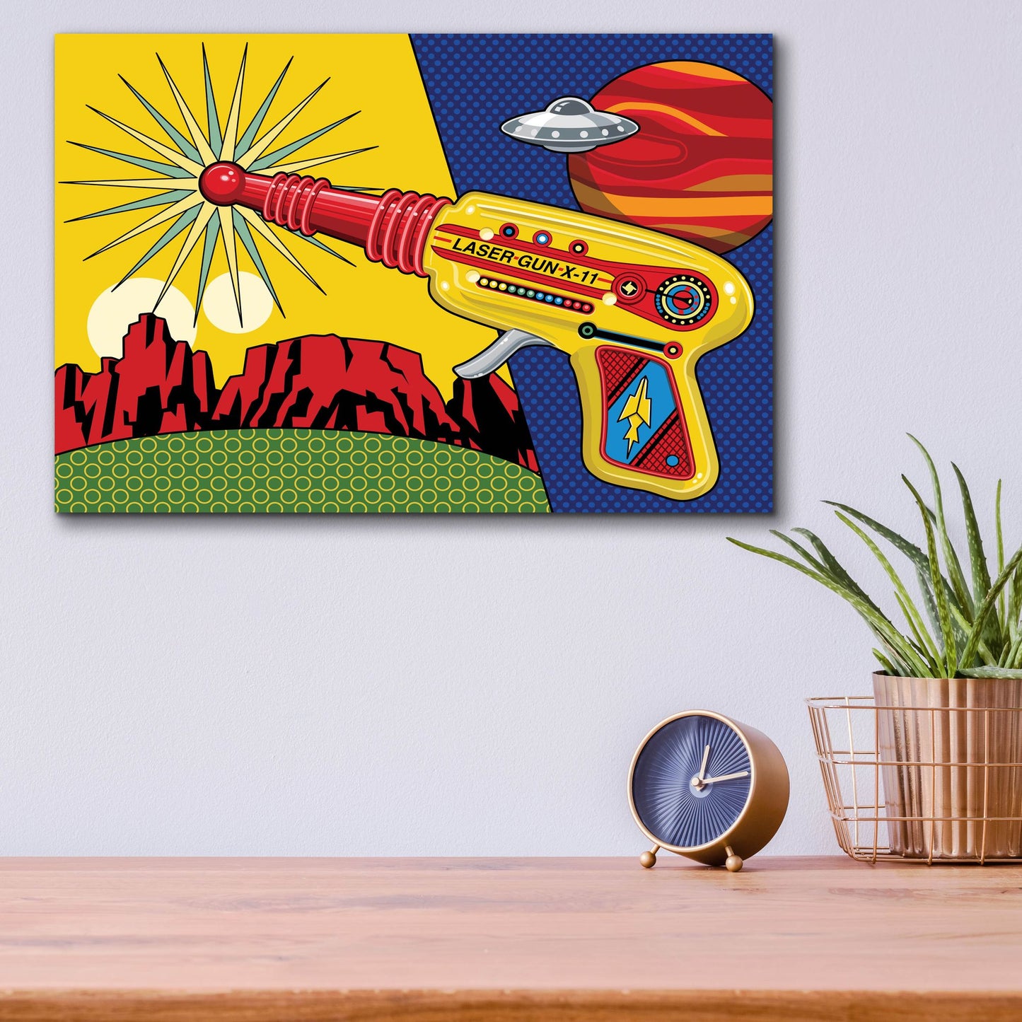 Epic Art 'Vintage Toy Laser Gun' by Ron Magnes, Acrylic Glass Wall Art,16x12