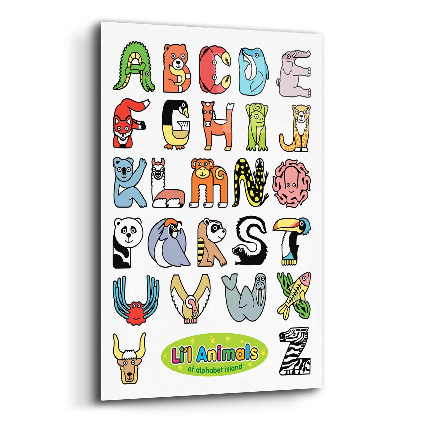 Epic Art 'Li'l Animals of Alphabet Island' by Ron Magnes, Acrylic Glass Wall Art,12x16