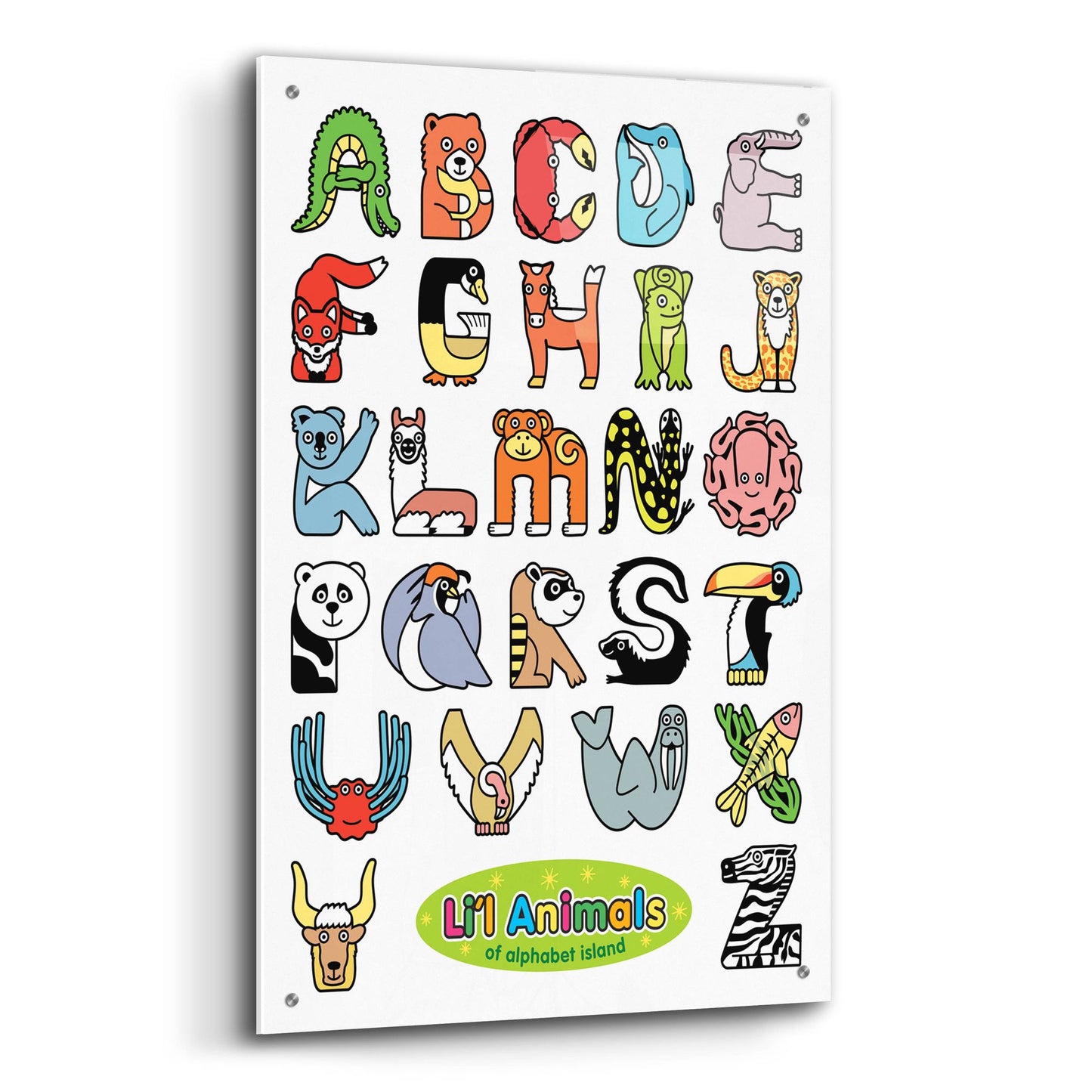 Epic Art 'Li'l Animals of Alphabet Island' by Ron Magnes, Acrylic Glass Wall Art,24x36