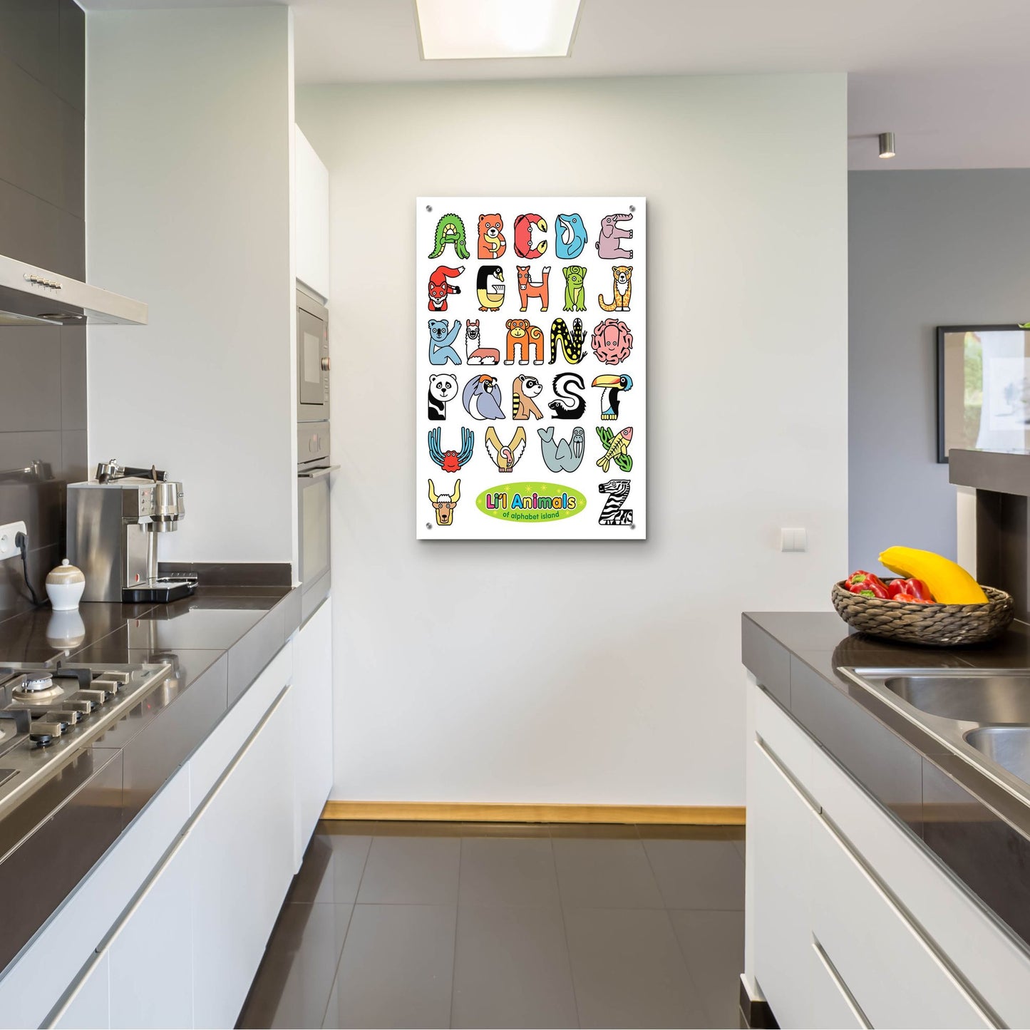 Epic Art 'Li'l Animals of Alphabet Island' by Ron Magnes, Acrylic Glass Wall Art,24x36