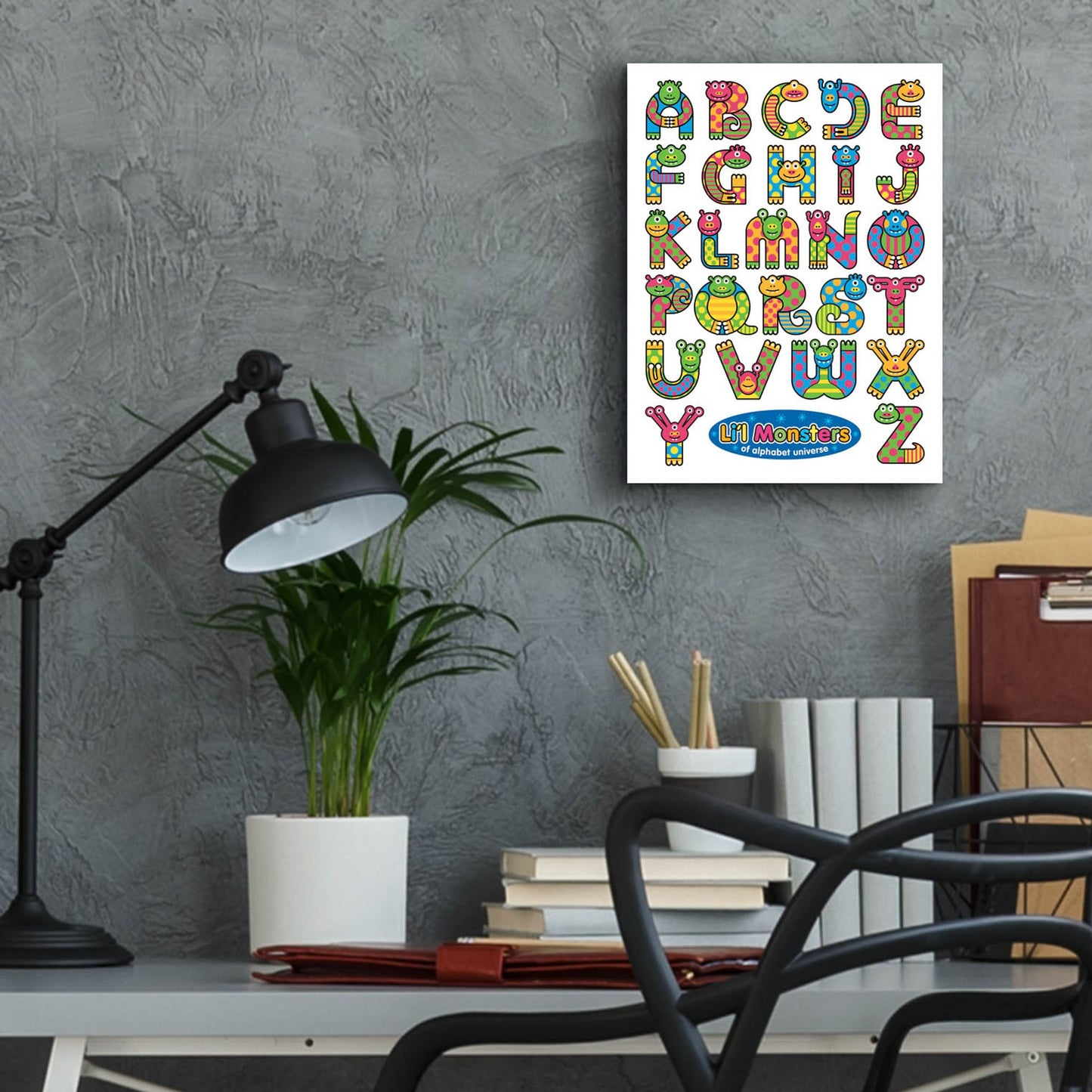 Epic Art 'Li'l Monsters of Alphabet Universe' by Ron Magnes, Acrylic Glass Wall Art,12x16