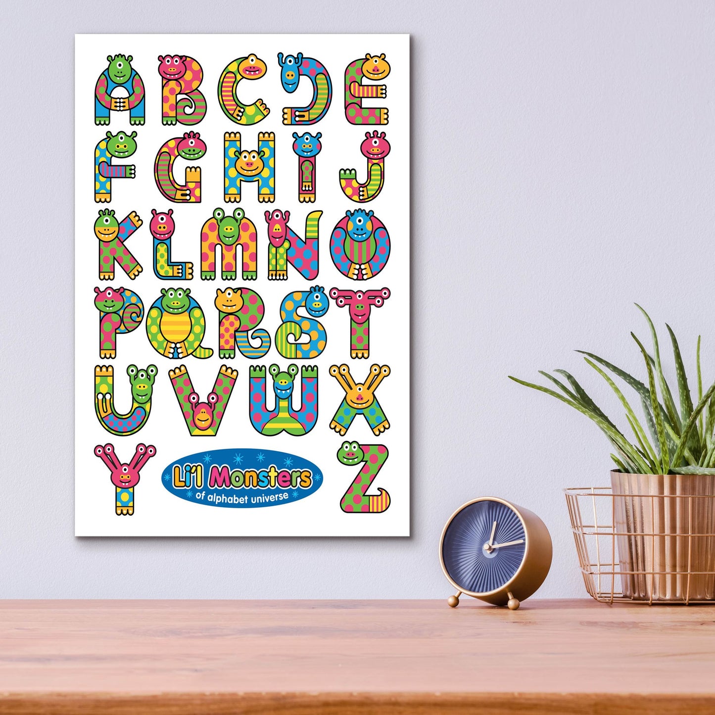 Epic Art 'Li'l Monsters of Alphabet Universe' by Ron Magnes, Acrylic Glass Wall Art,12x16