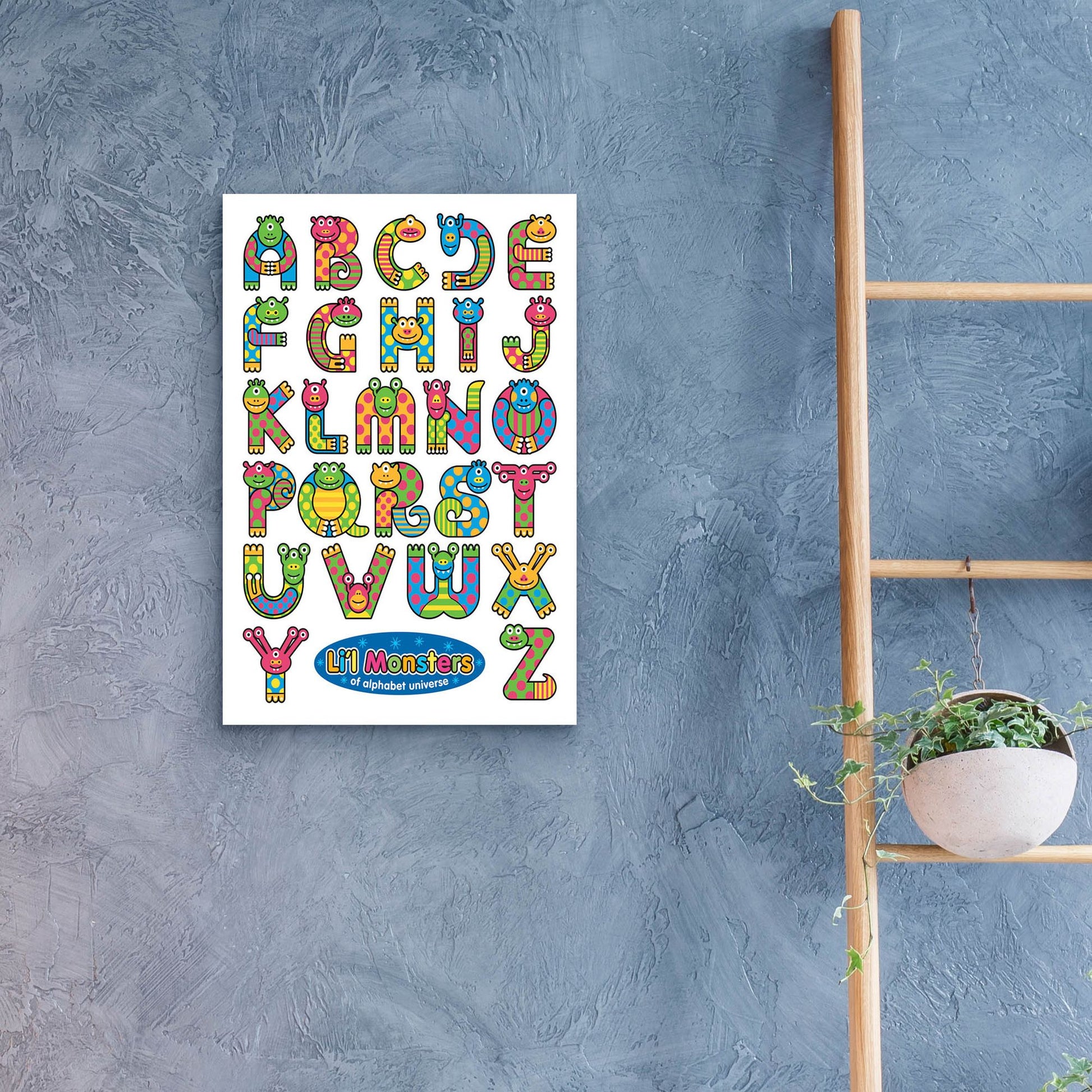 Epic Art 'Li'l Monsters of Alphabet Universe' by Ron Magnes, Acrylic Glass Wall Art,16x24