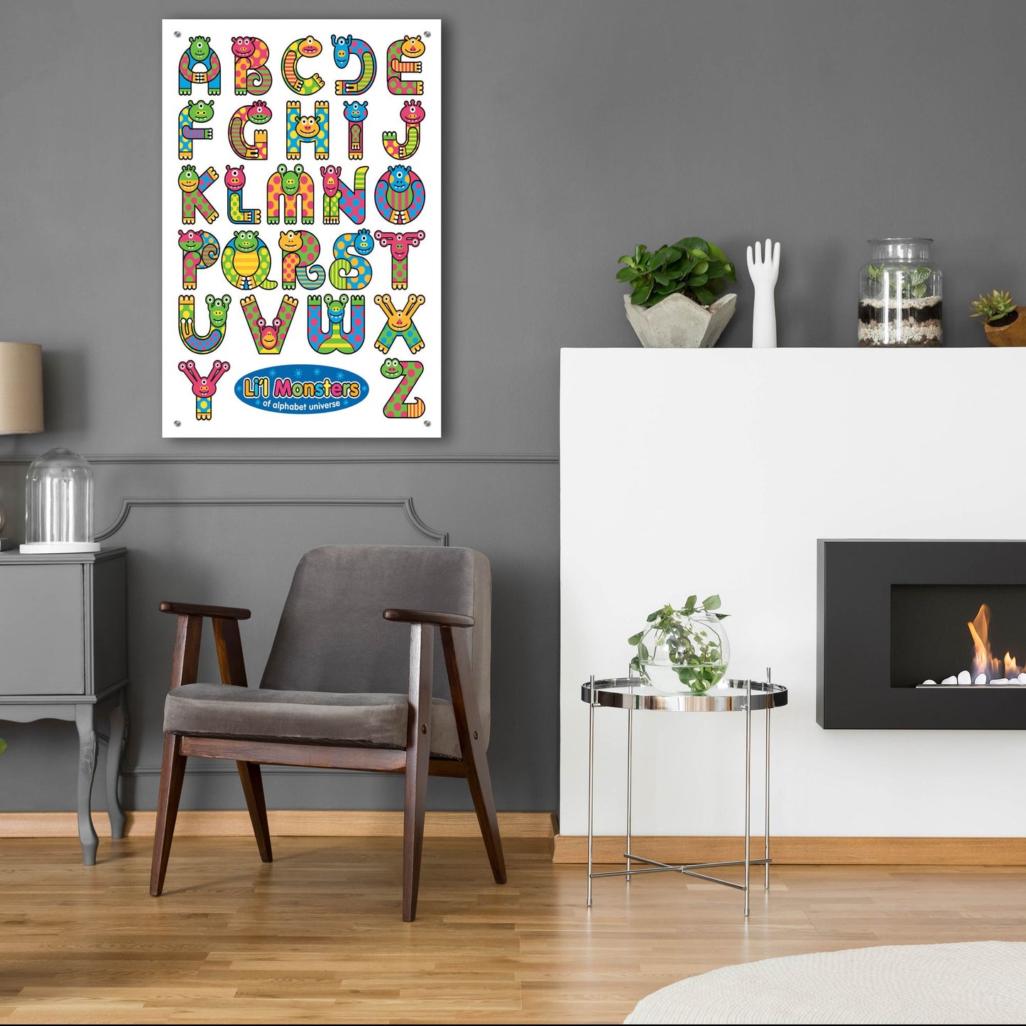 Epic Art 'Li'l Monsters of Alphabet Universe' by Ron Magnes, Acrylic Glass Wall Art,24x36