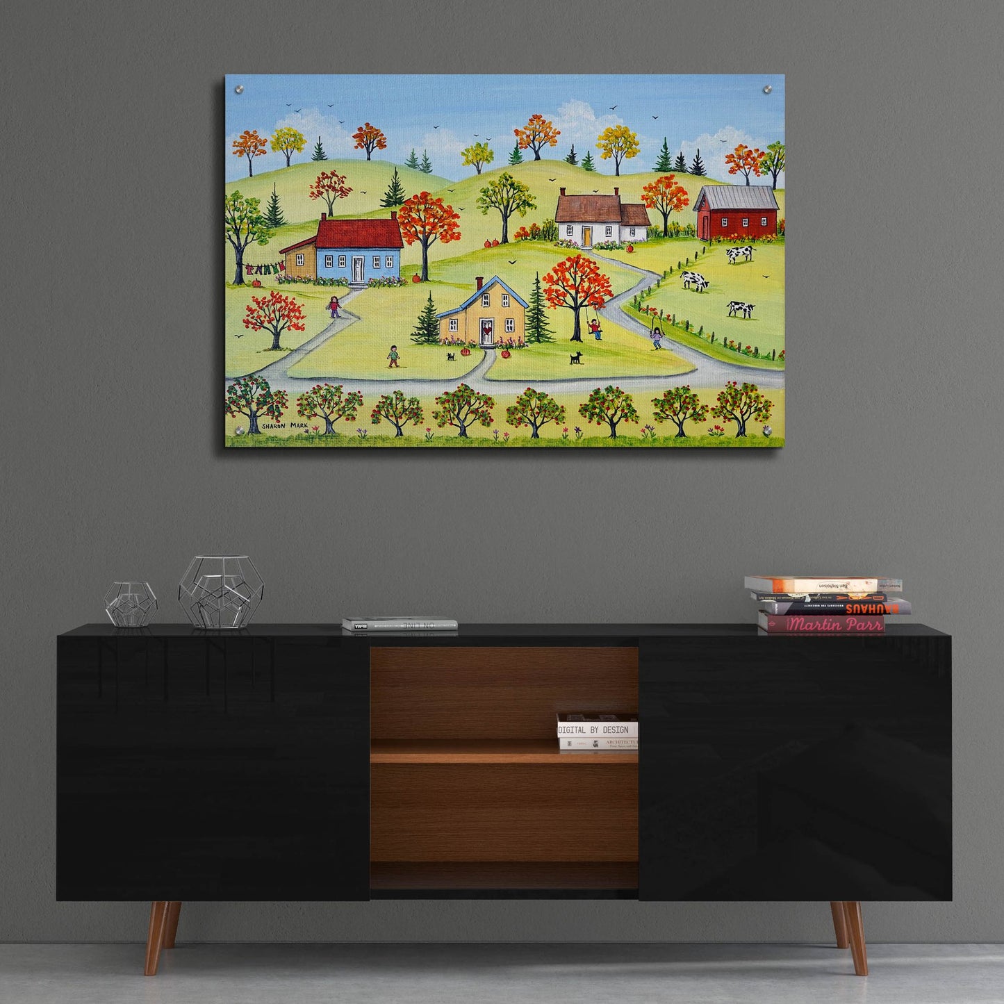 Epic Art 'Appleville' by Sharon Mark, Acrylic Glass Wall Art,36x24