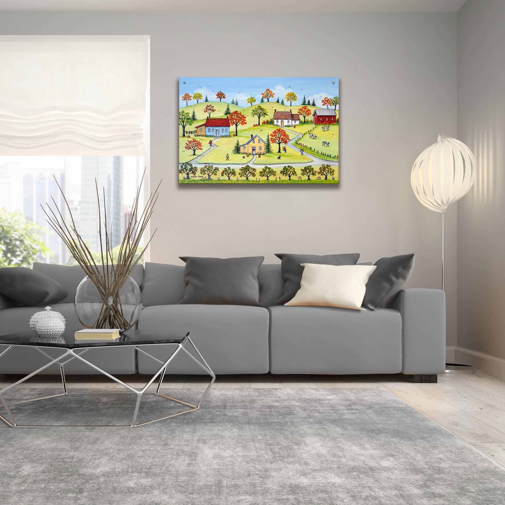 Epic Art 'Appleville' by Sharon Mark, Acrylic Glass Wall Art,36x24