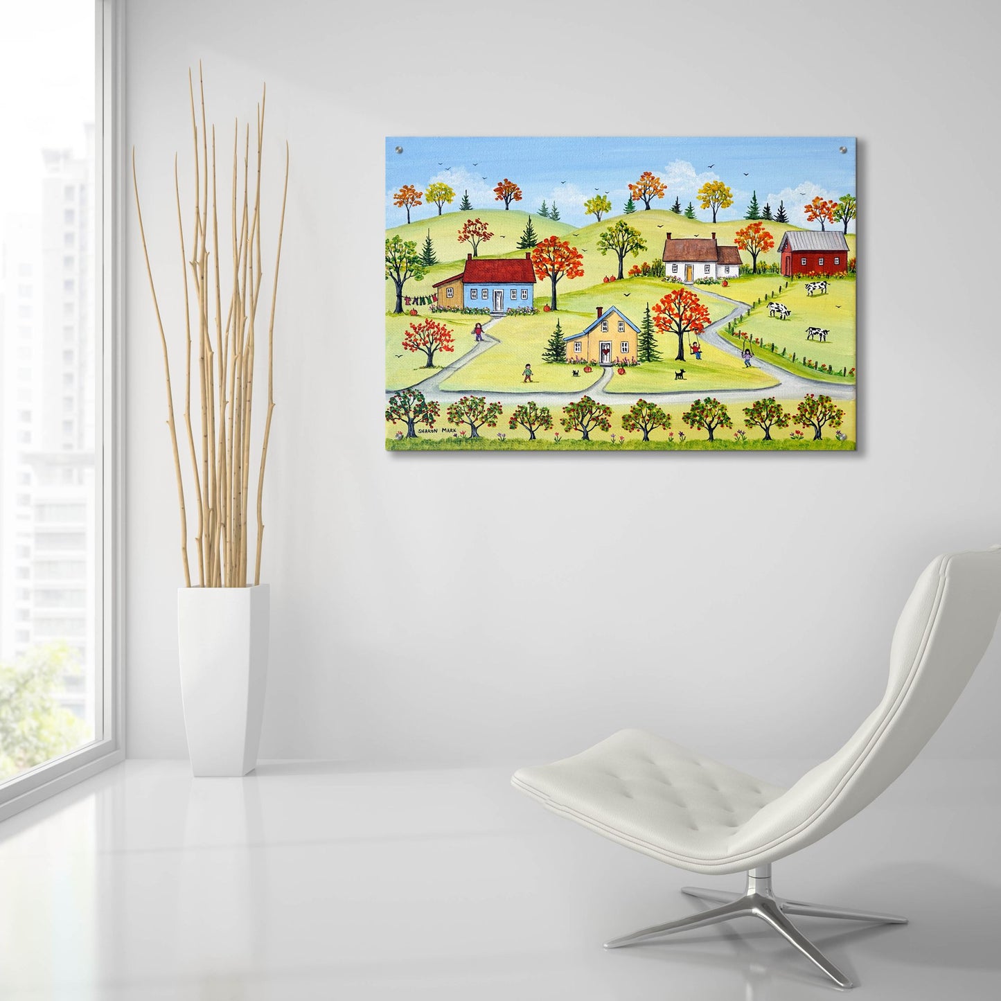 Epic Art 'Appleville' by Sharon Mark, Acrylic Glass Wall Art,36x24