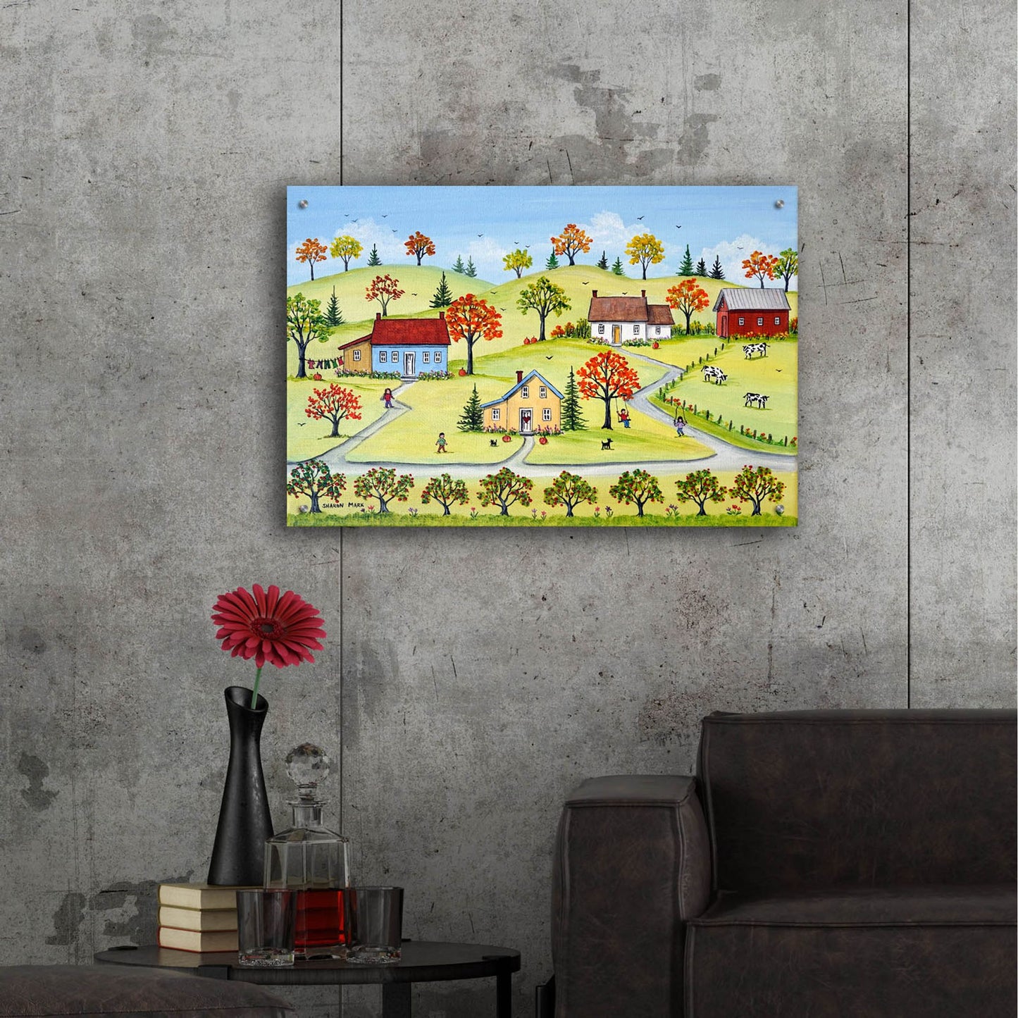 Epic Art 'Appleville' by Sharon Mark, Acrylic Glass Wall Art,36x24