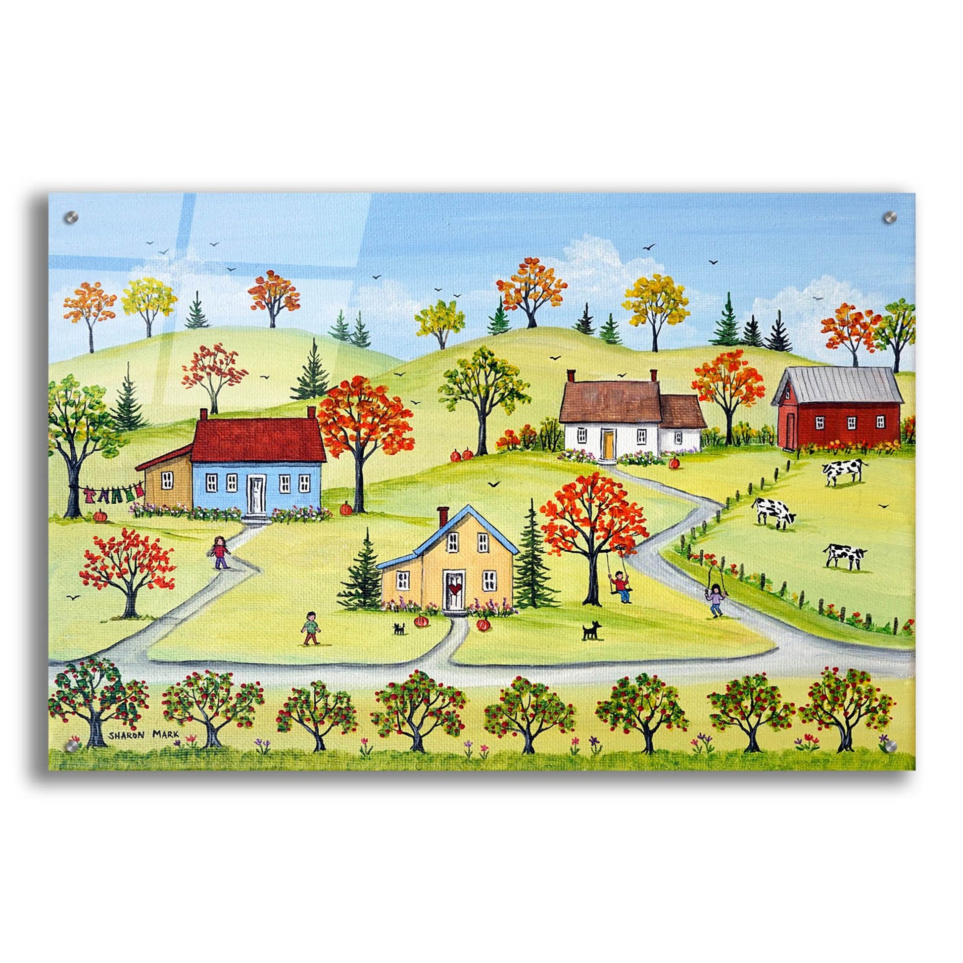 Epic Art 'Appleville' by Sharon Mark, Acrylic Glass Wall Art,36x24