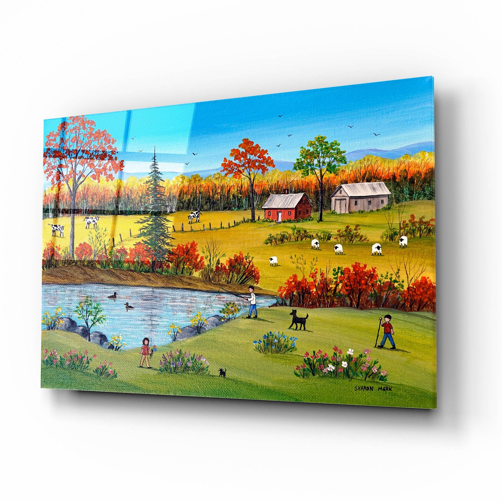 Epic Art 'Autumn by the Brook' by Sharon Mark, Acrylic Glass Wall Art,16x12