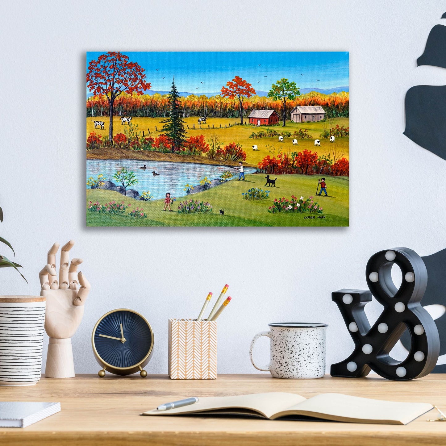 Epic Art 'Autumn by the Brook' by Sharon Mark, Acrylic Glass Wall Art,16x12