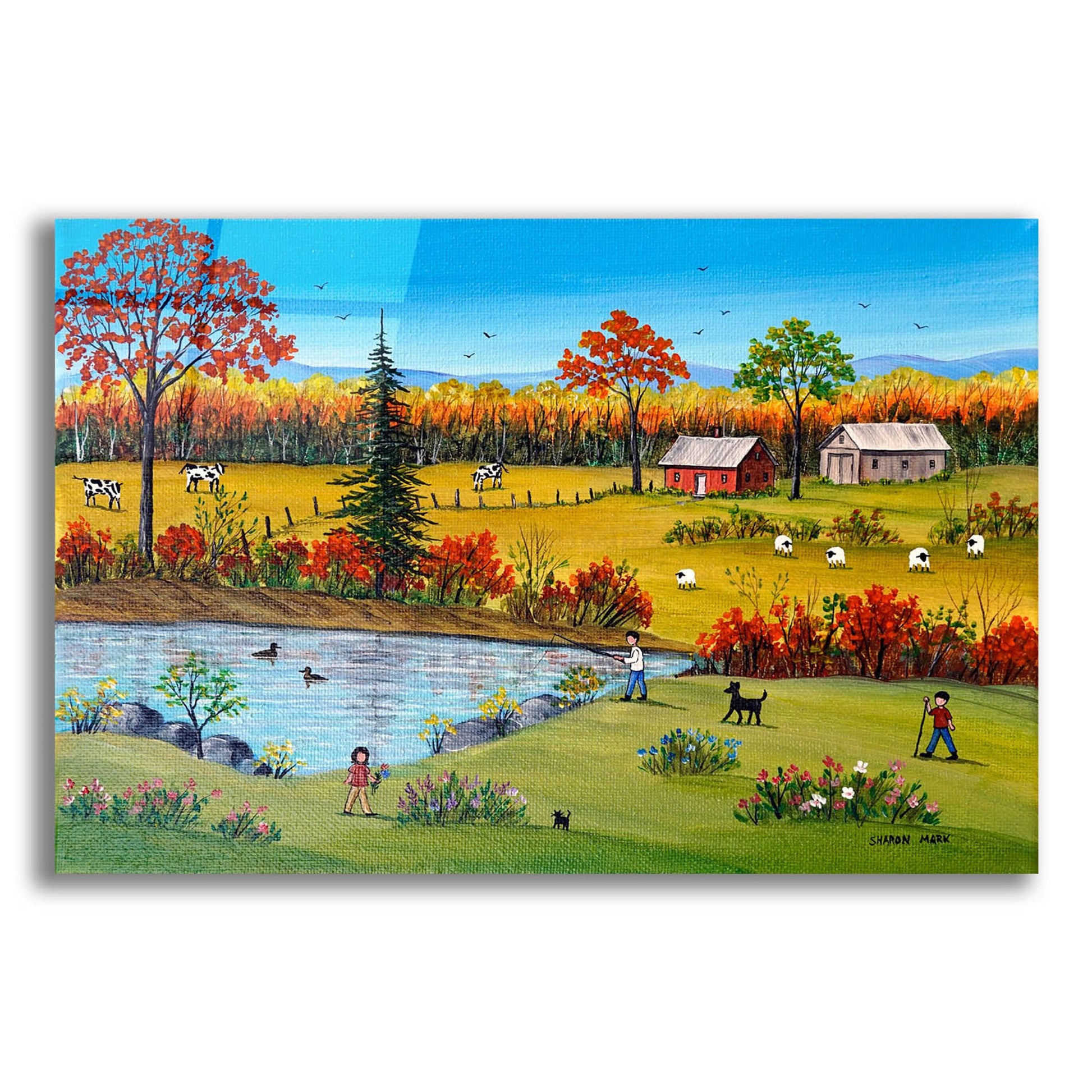 Epic Art 'Autumn by the Brook' by Sharon Mark, Acrylic Glass Wall Art,16x12