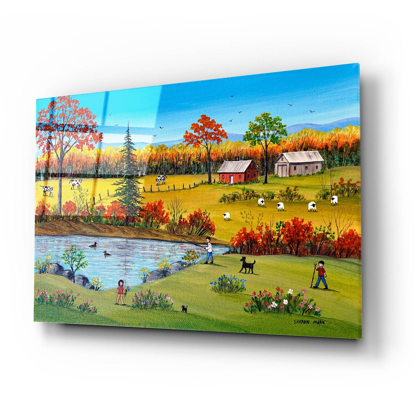 Epic Art 'Autumn by the Brook' by Sharon Mark, Acrylic Glass Wall Art,24x16