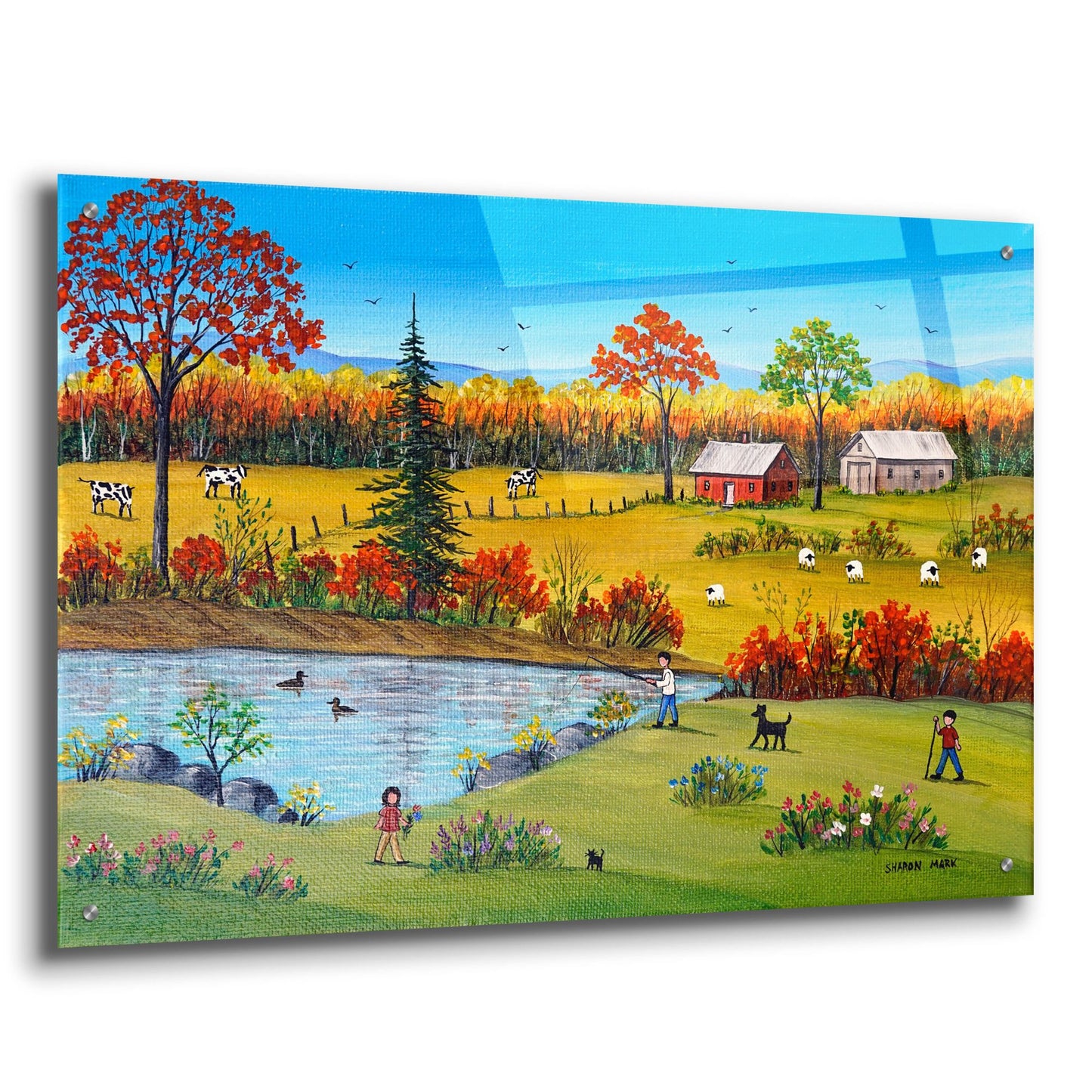 Epic Art 'Autumn by the Brook' by Sharon Mark, Acrylic Glass Wall Art,36x24