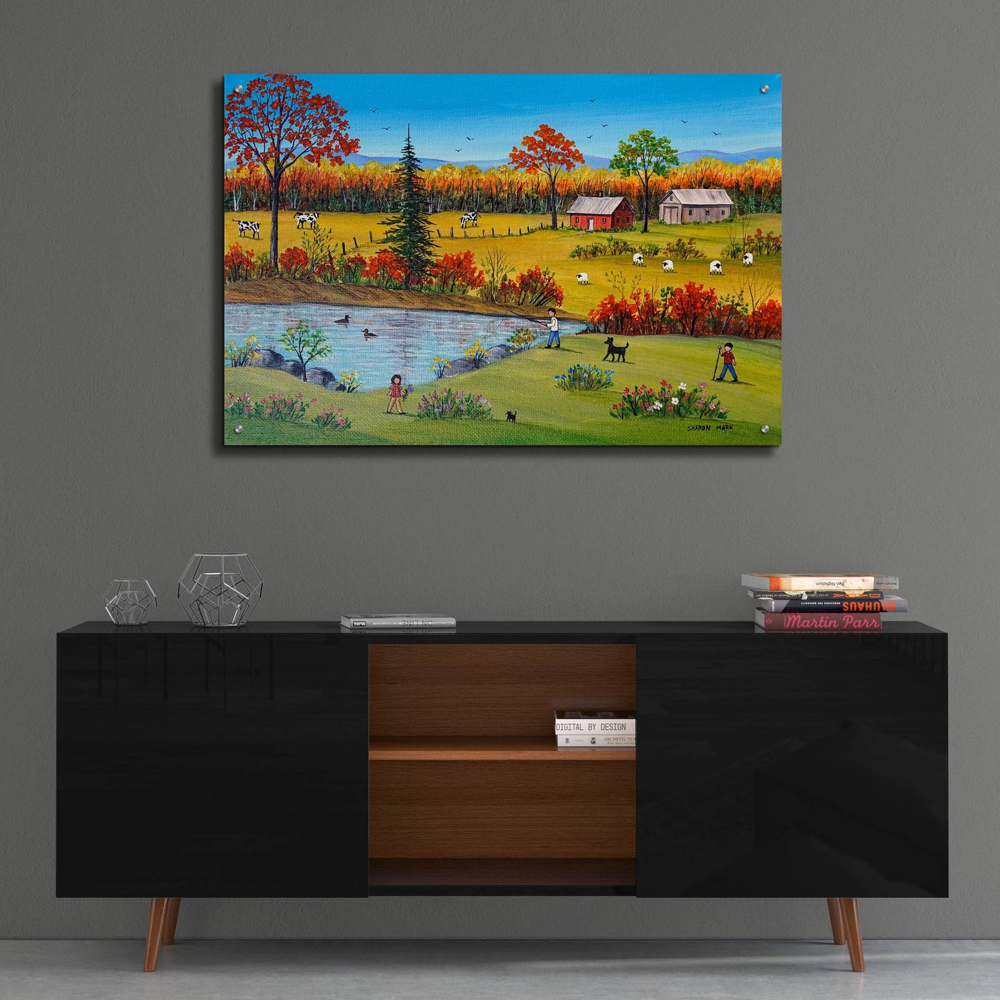 Epic Art 'Autumn by the Brook' by Sharon Mark, Acrylic Glass Wall Art,36x24