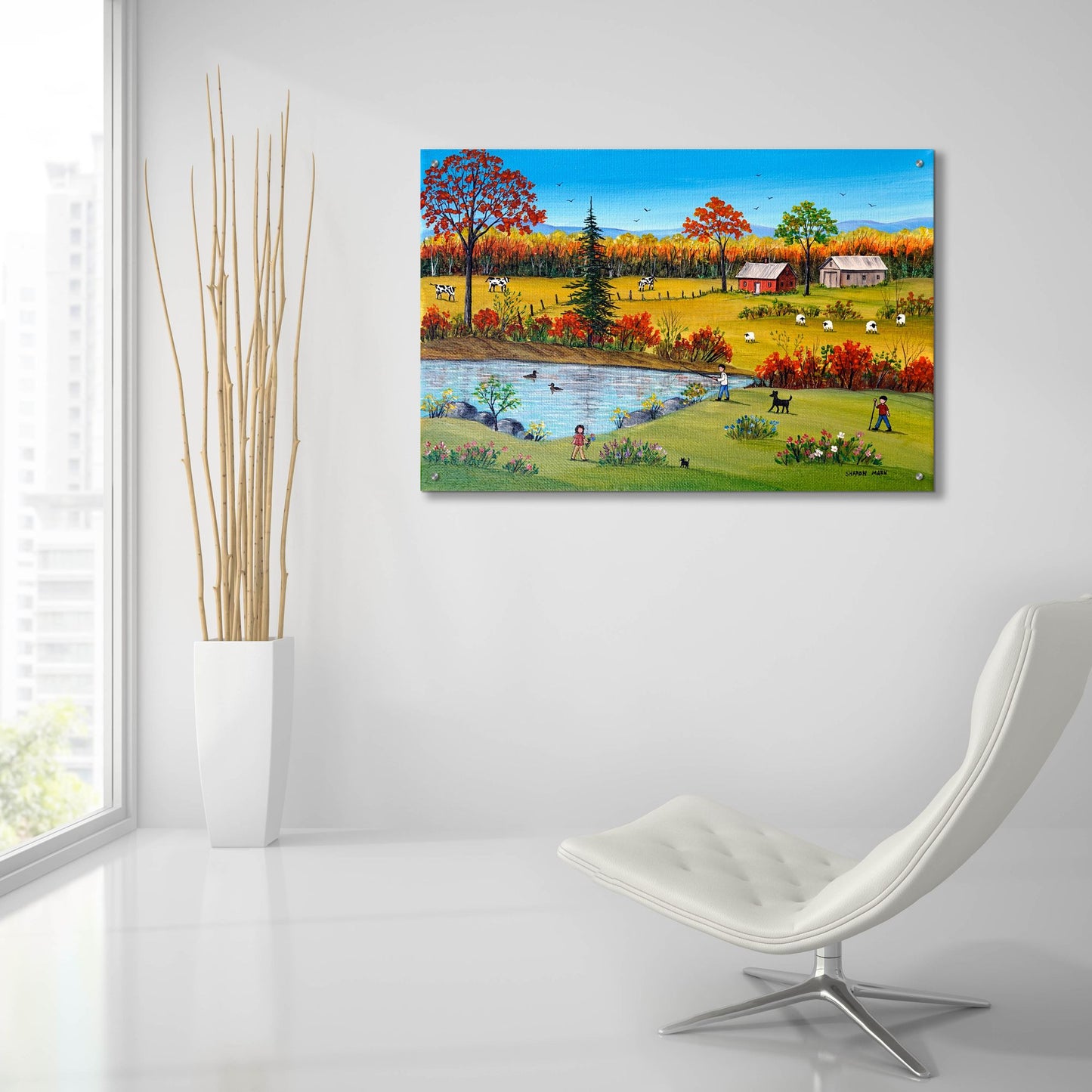 Epic Art 'Autumn by the Brook' by Sharon Mark, Acrylic Glass Wall Art,36x24