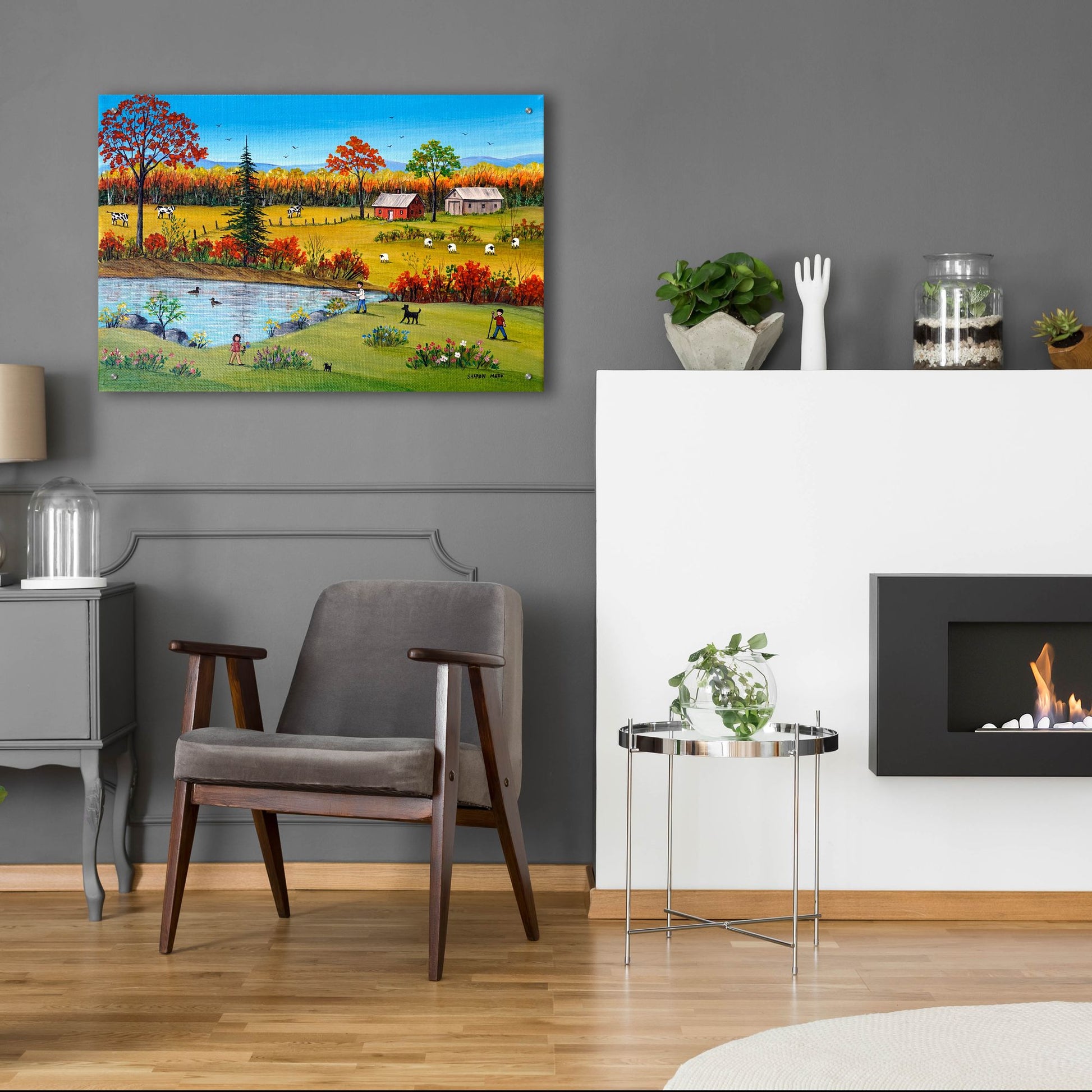 Epic Art 'Autumn by the Brook' by Sharon Mark, Acrylic Glass Wall Art,36x24