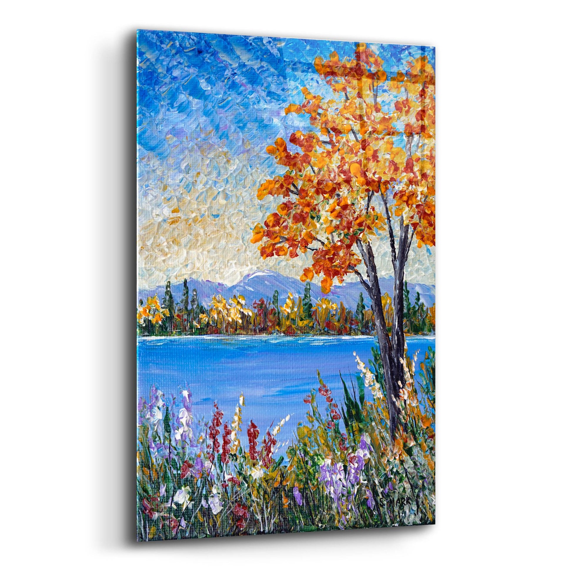 Epic Art 'Autumn Lake' by Sharon Mark, Acrylic Glass Wall Art,12x16