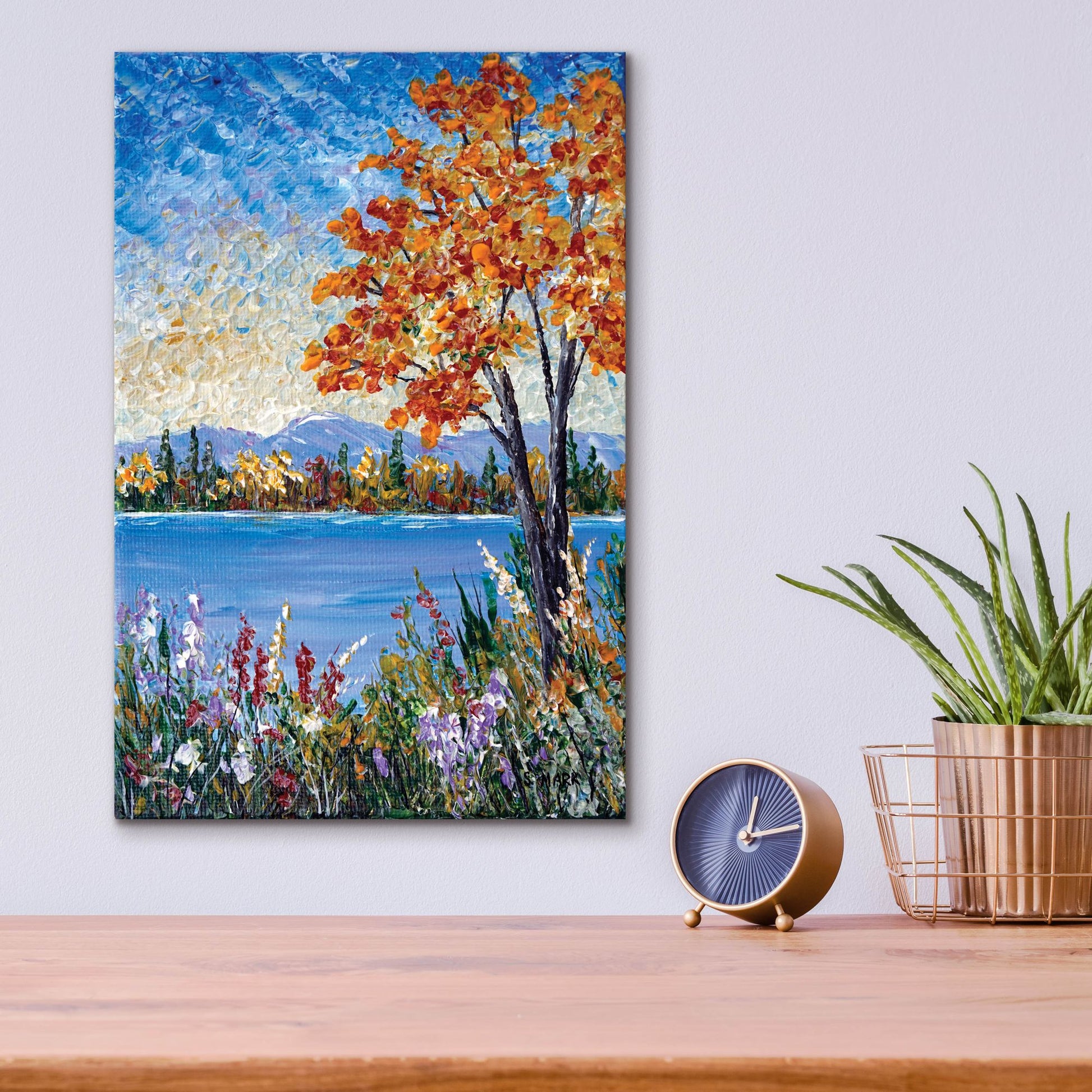 Epic Art 'Autumn Lake' by Sharon Mark, Acrylic Glass Wall Art,12x16