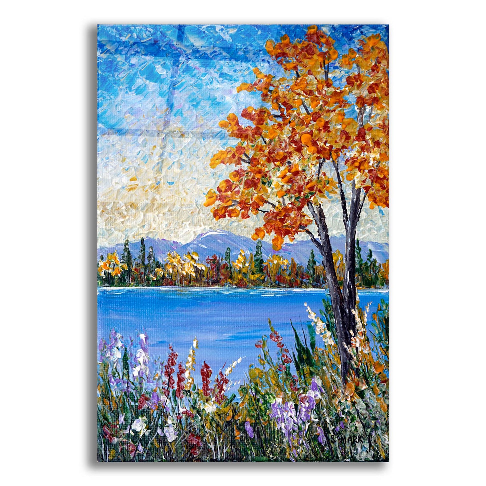 Epic Art 'Autumn Lake' by Sharon Mark, Acrylic Glass Wall Art,12x16