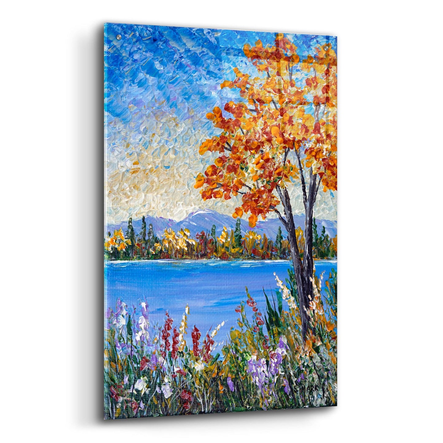 Epic Art 'Autumn Lake' by Sharon Mark, Acrylic Glass Wall Art,24x36