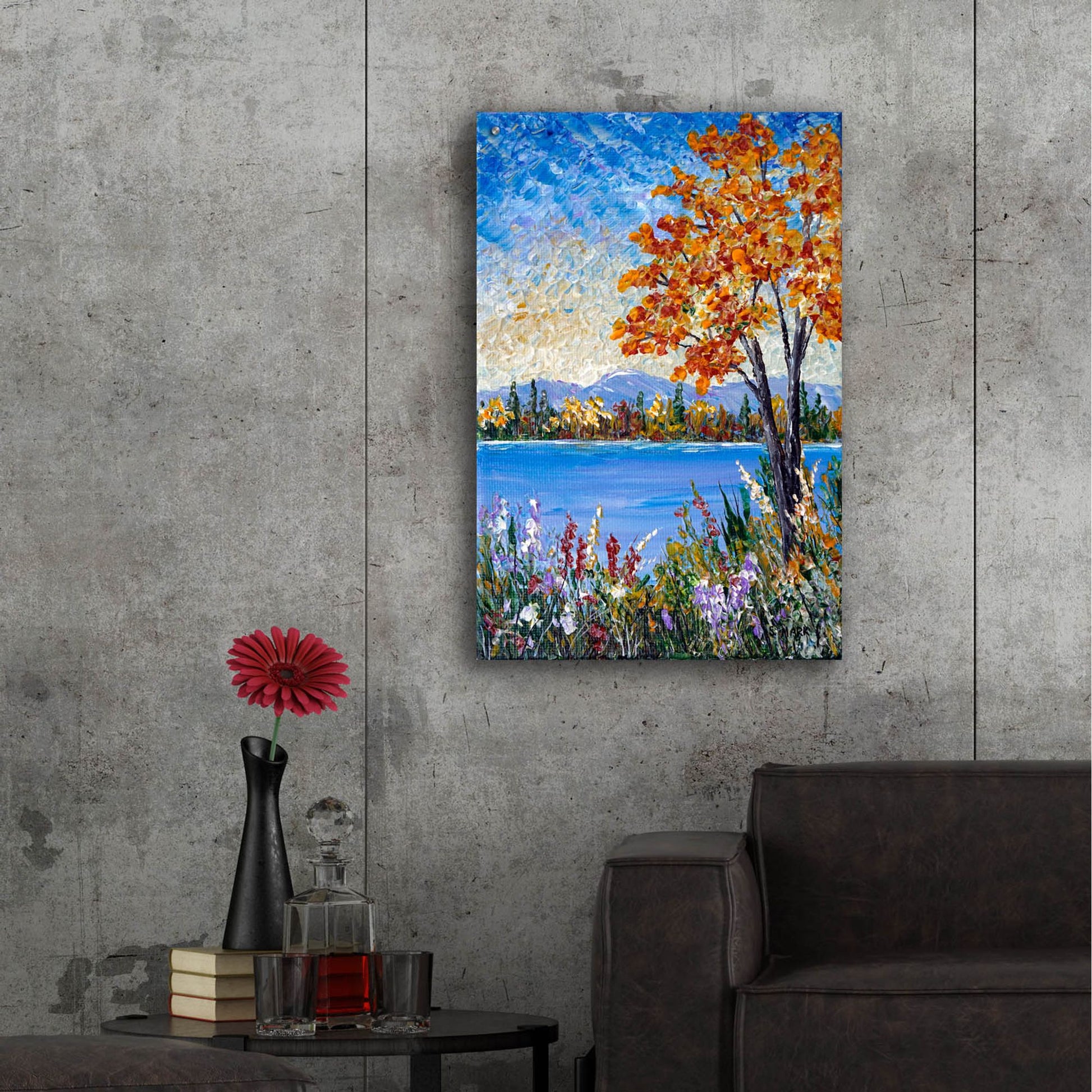 Epic Art 'Autumn Lake' by Sharon Mark, Acrylic Glass Wall Art,24x36