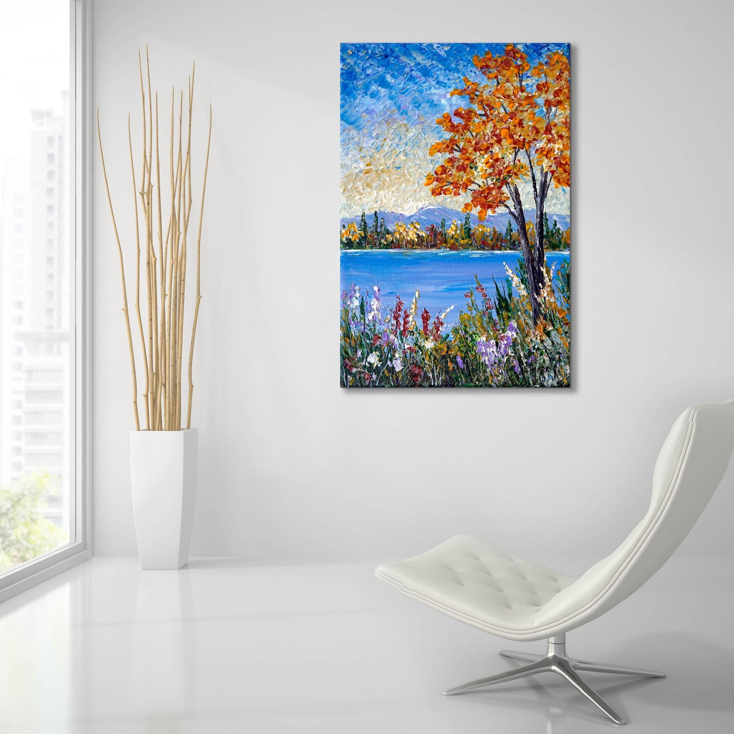 Epic Art 'Autumn Lake' by Sharon Mark, Acrylic Glass Wall Art,24x36