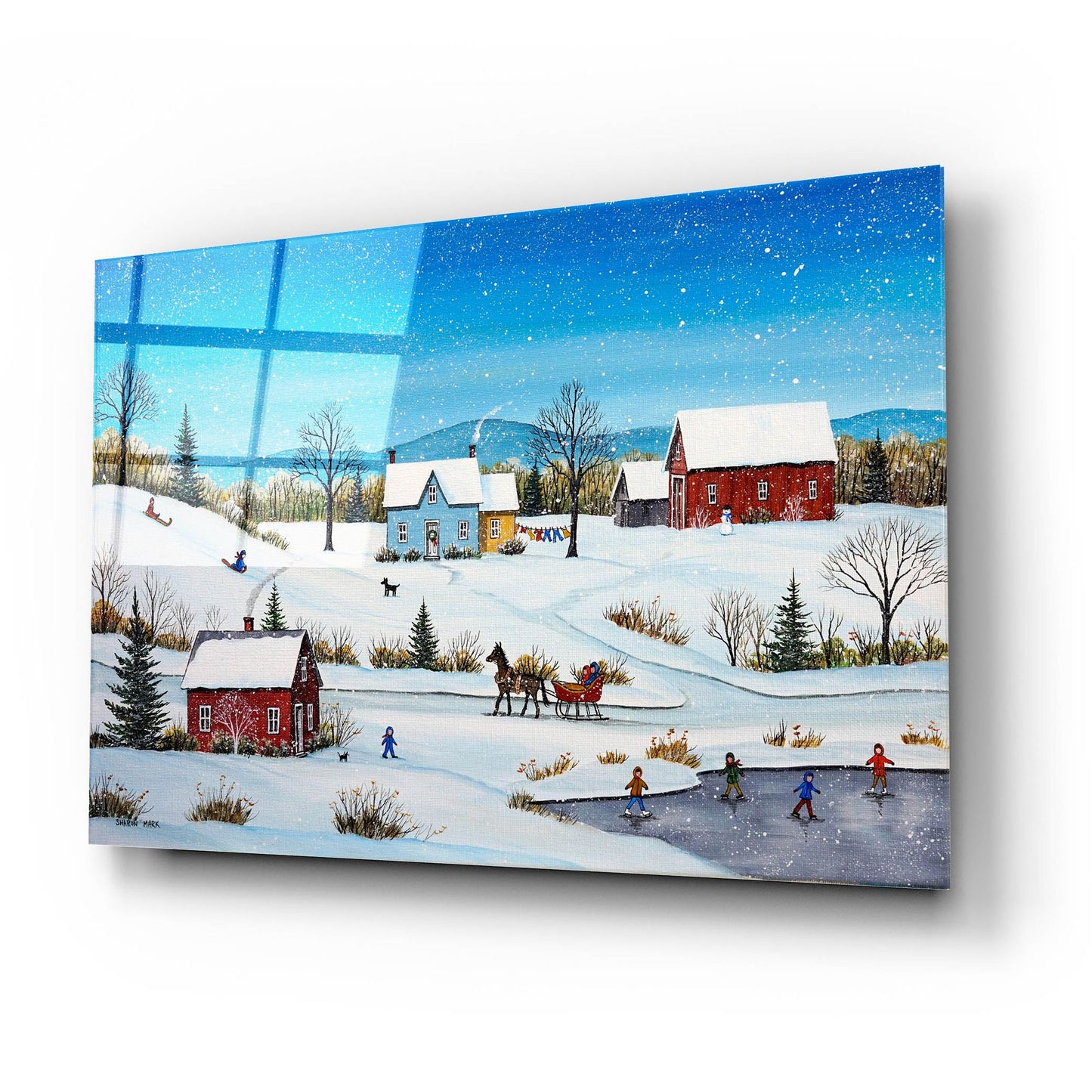 Epic Art 'Falling Snow' by Sharon Mark, Acrylic Glass Wall Art,24x16