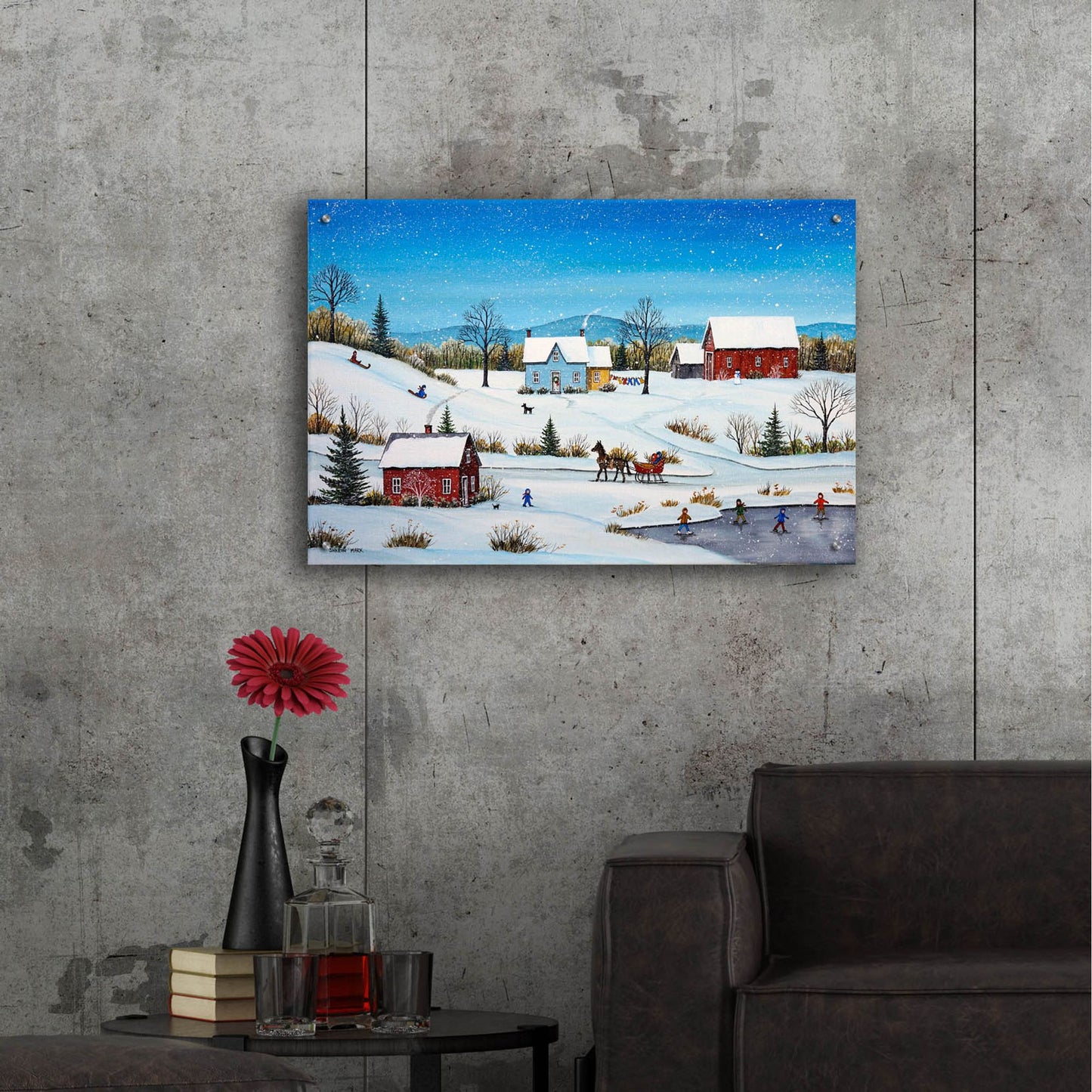 Epic Art 'Falling Snow' by Sharon Mark, Acrylic Glass Wall Art,36x24