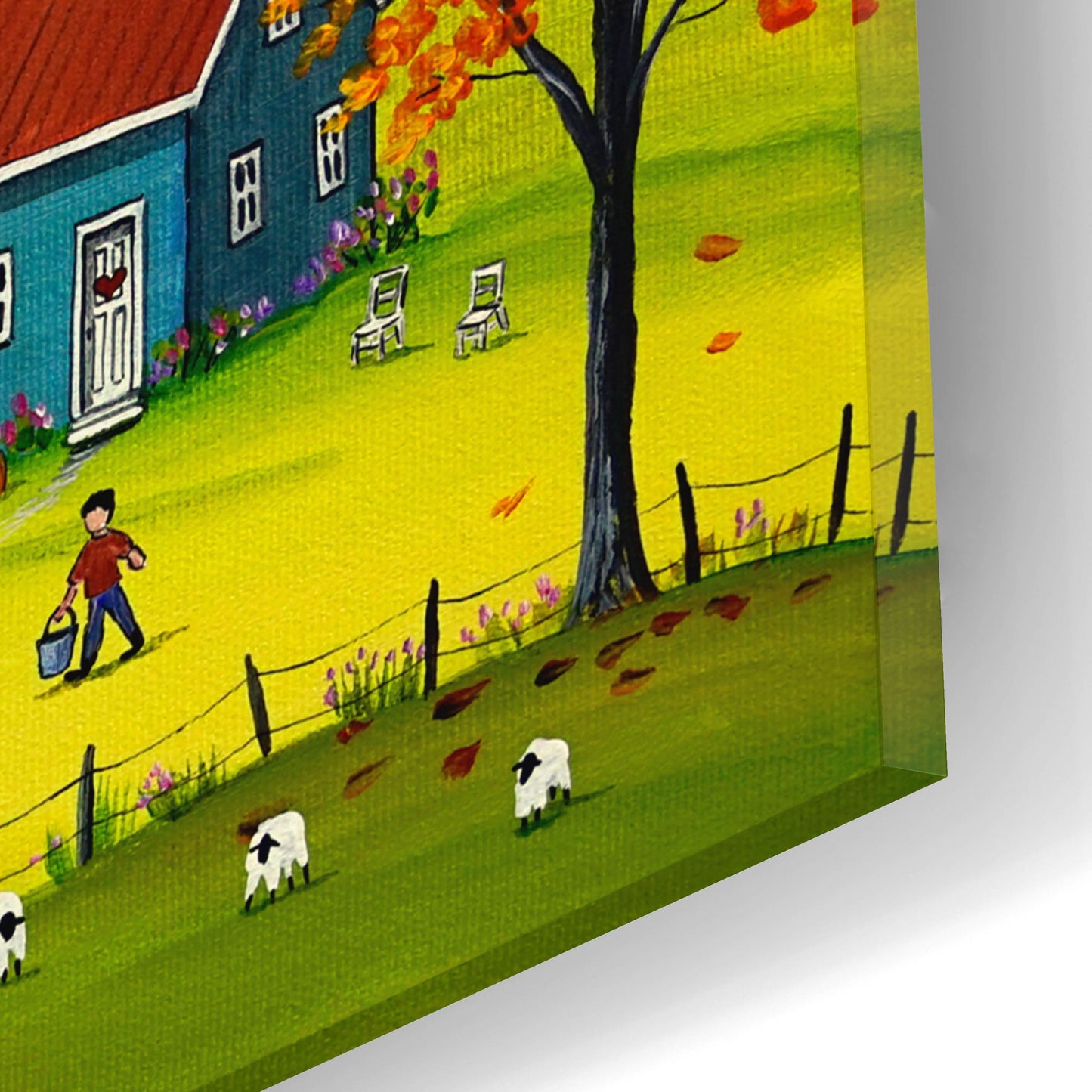 Epic Art 'Farm Kids in the Fall' by Sharon Mark, Acrylic Glass Wall Art,16x12